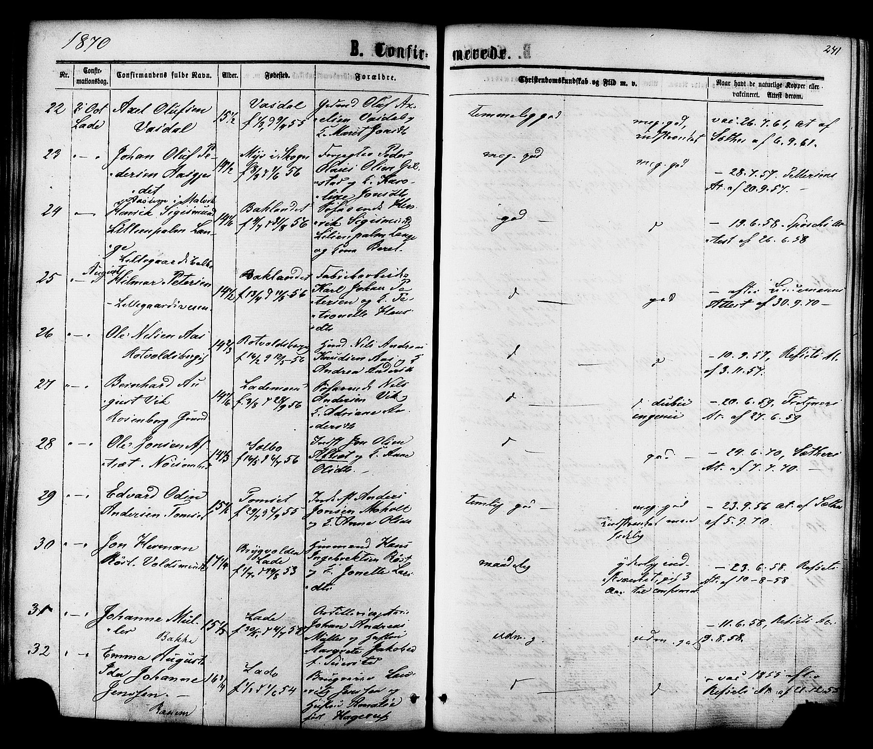 Ministerialprotokoller, klokkerbøker og fødselsregistre - Sør-Trøndelag, AV/SAT-A-1456/606/L0293: Ministerialbok nr. 606A08, 1866-1877, s. 241