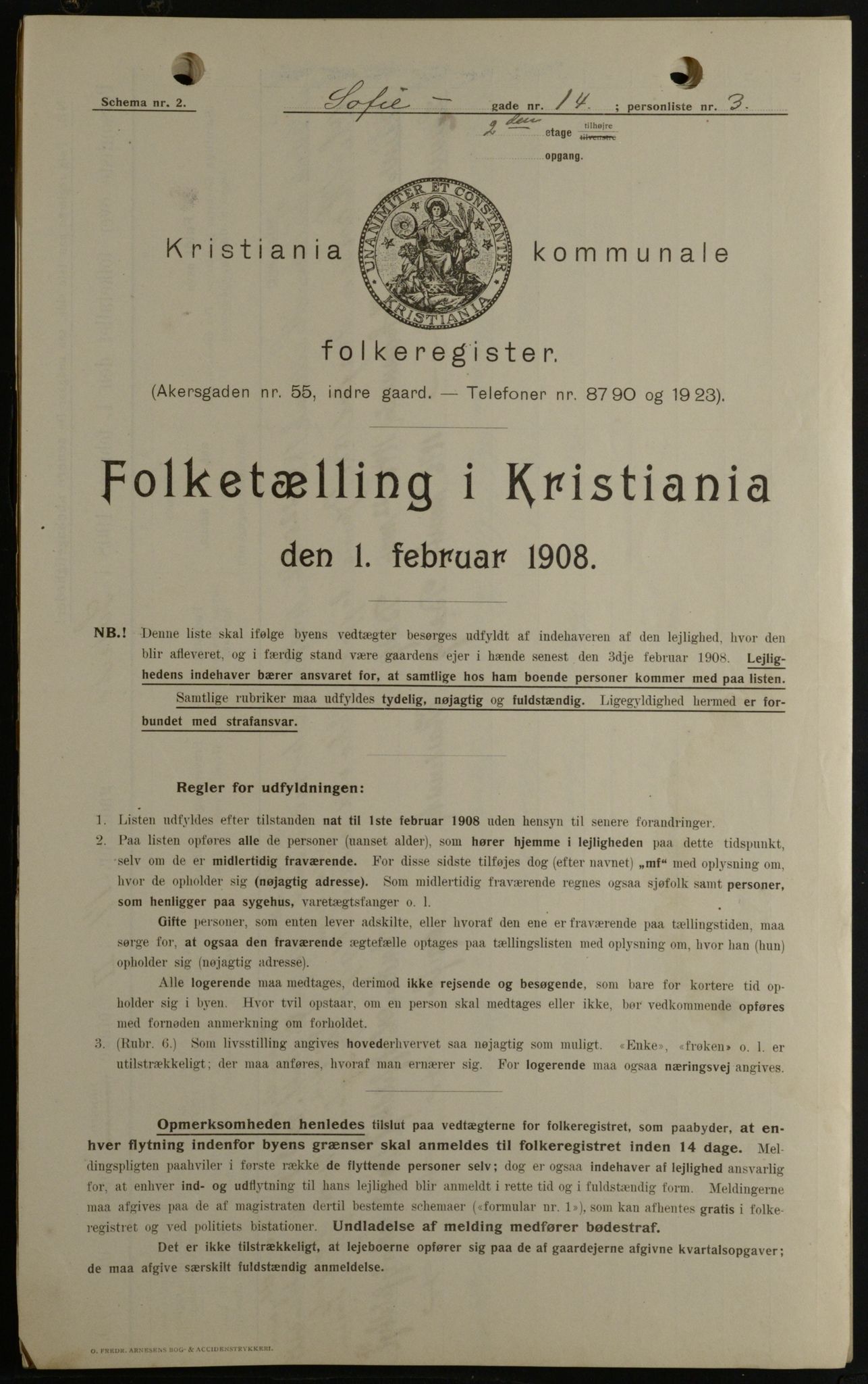 OBA, Kommunal folketelling 1.2.1908 for Kristiania kjøpstad, 1908, s. 89036