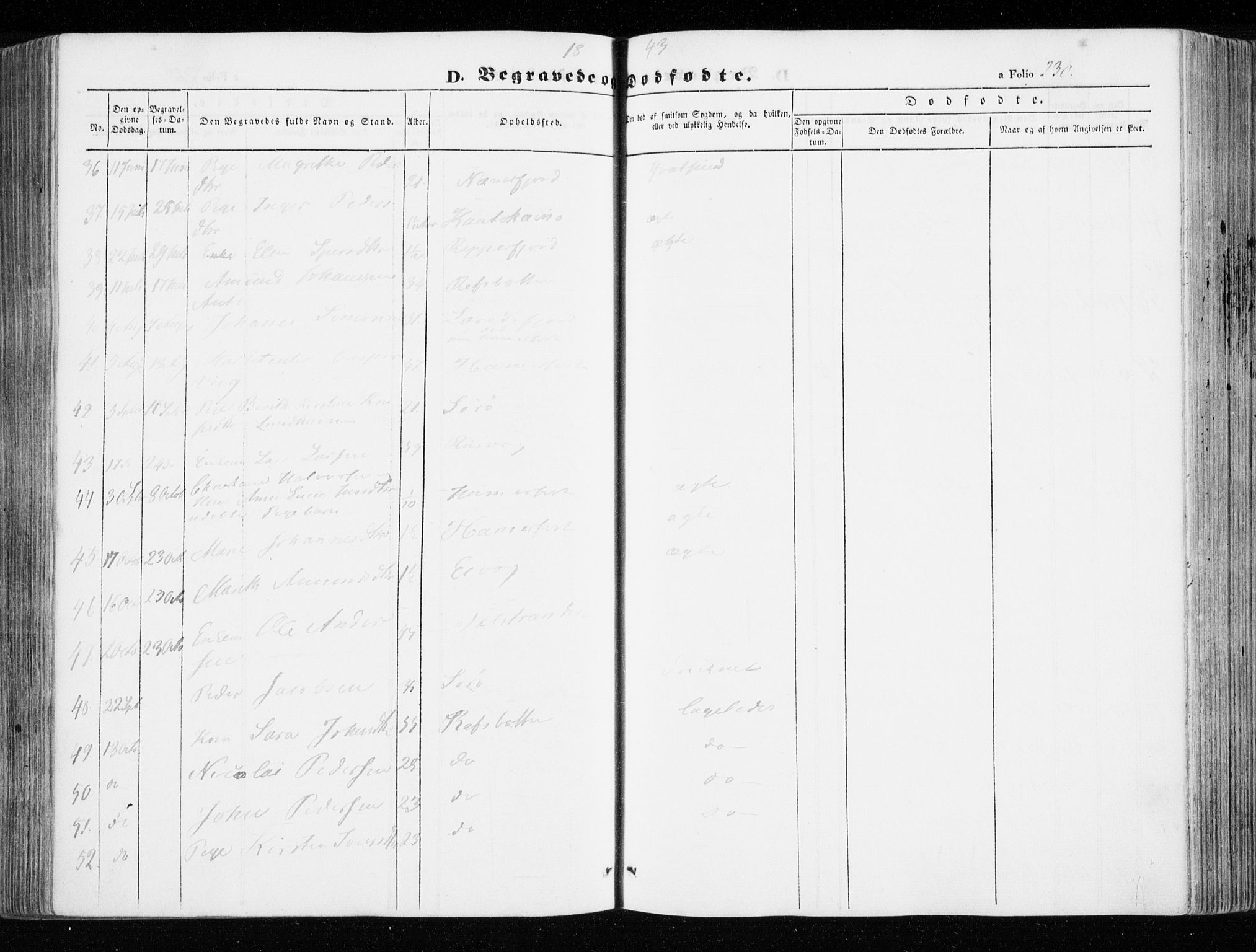 Hammerfest sokneprestkontor, SATØ/S-1347/H/Ha/L0004.kirke: Ministerialbok nr. 4, 1843-1856, s. 230