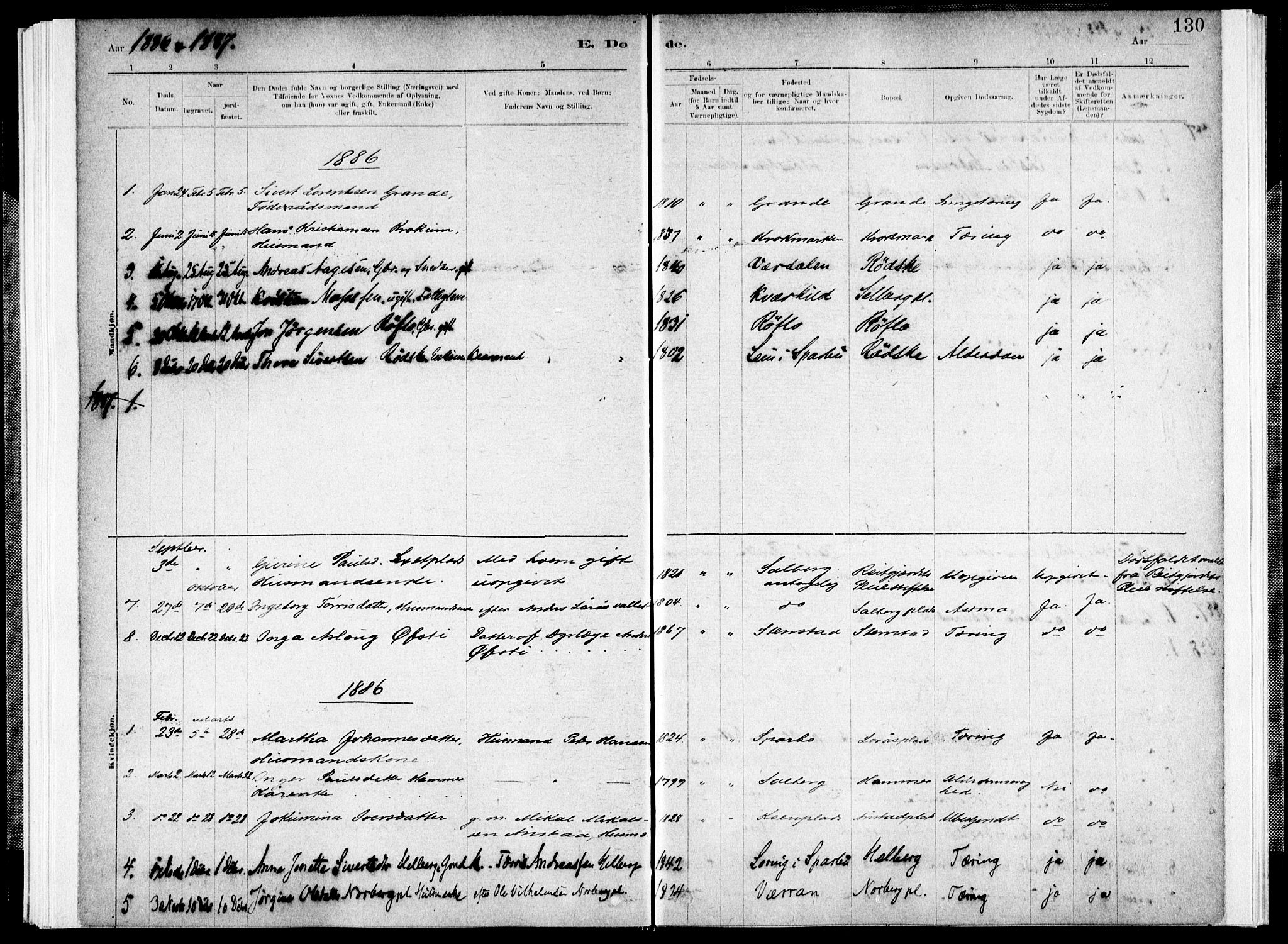Ministerialprotokoller, klokkerbøker og fødselsregistre - Nord-Trøndelag, AV/SAT-A-1458/731/L0309: Ministerialbok nr. 731A01, 1879-1918, s. 130