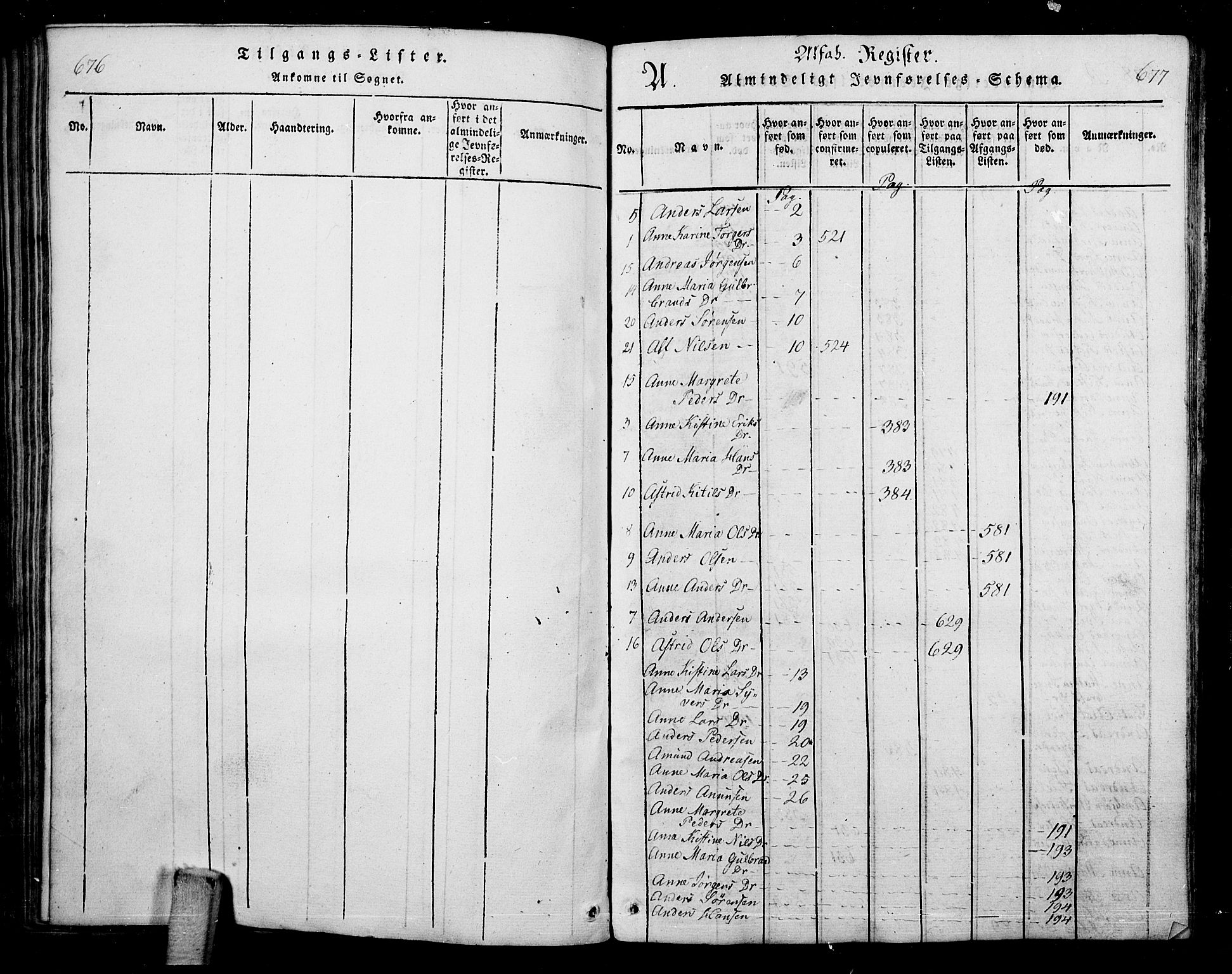 Skoger kirkebøker, SAKO/A-59/G/Ga/L0001: Klokkerbok nr. I 1, 1814-1845, s. 676-677