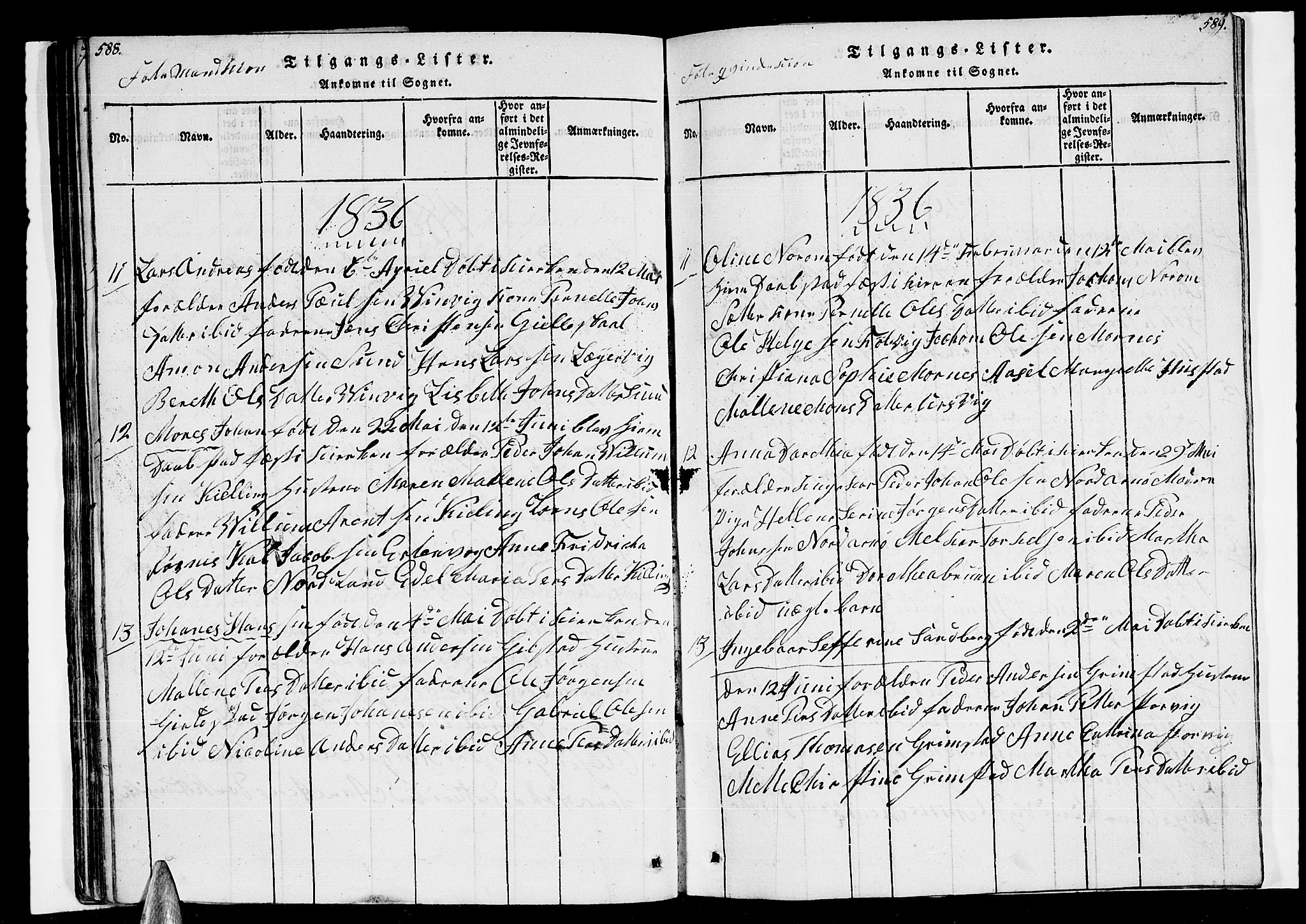 Ministerialprotokoller, klokkerbøker og fødselsregistre - Nordland, AV/SAT-A-1459/805/L0105: Klokkerbok nr. 805C01, 1820-1839, s. 588-589