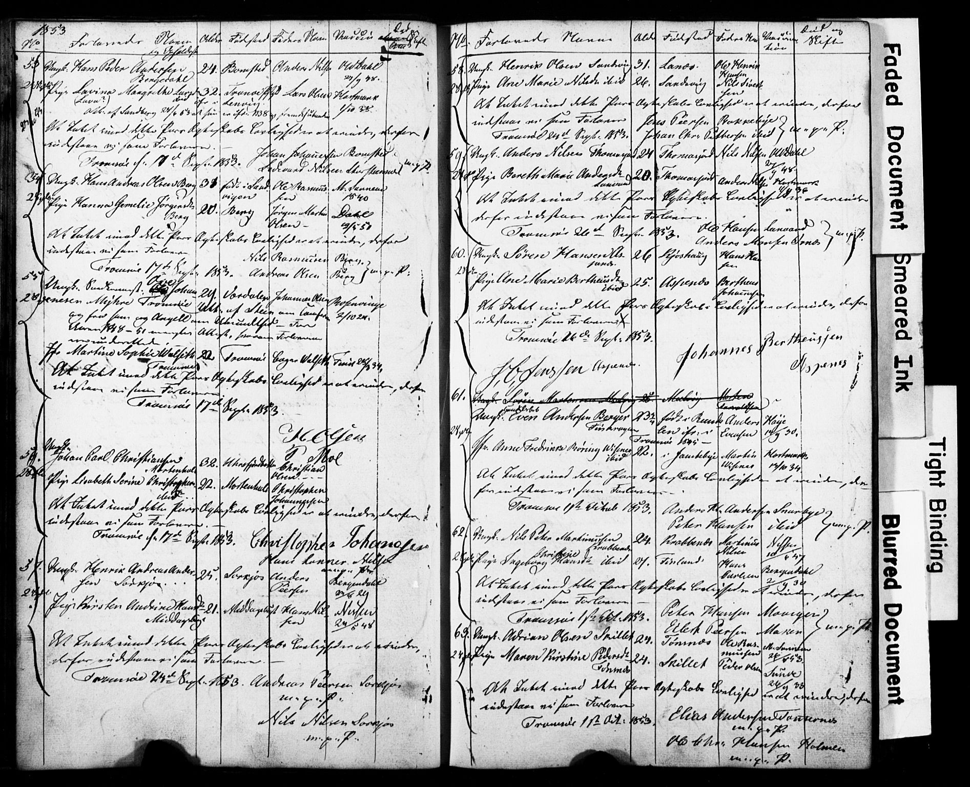 Tromsø sokneprestkontor/stiftsprosti/domprosti, AV/SATØ-S-1343/H/Hc/L0097: Lysningsprotokoll nr. 97, 1851-1872