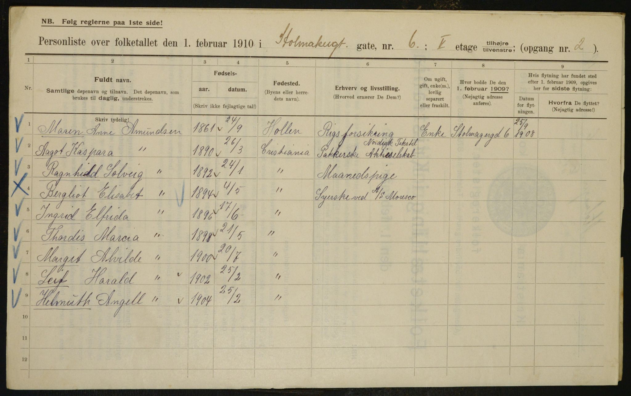 OBA, Kommunal folketelling 1.2.1910 for Kristiania, 1910, s. 97514