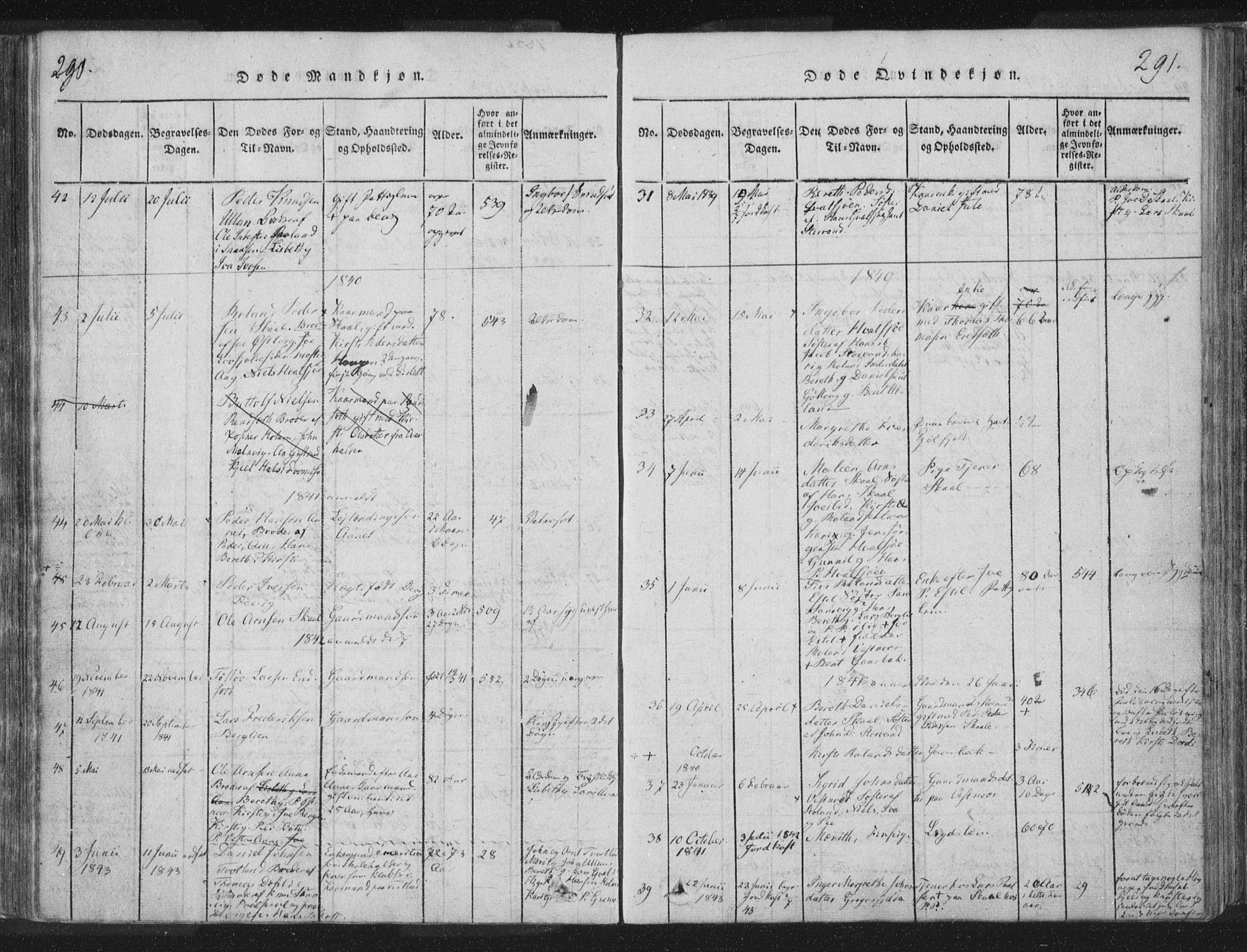 Ministerialprotokoller, klokkerbøker og fødselsregistre - Nord-Trøndelag, SAT/A-1458/755/L0491: Ministerialbok nr. 755A01 /2, 1817-1864, s. 290-291