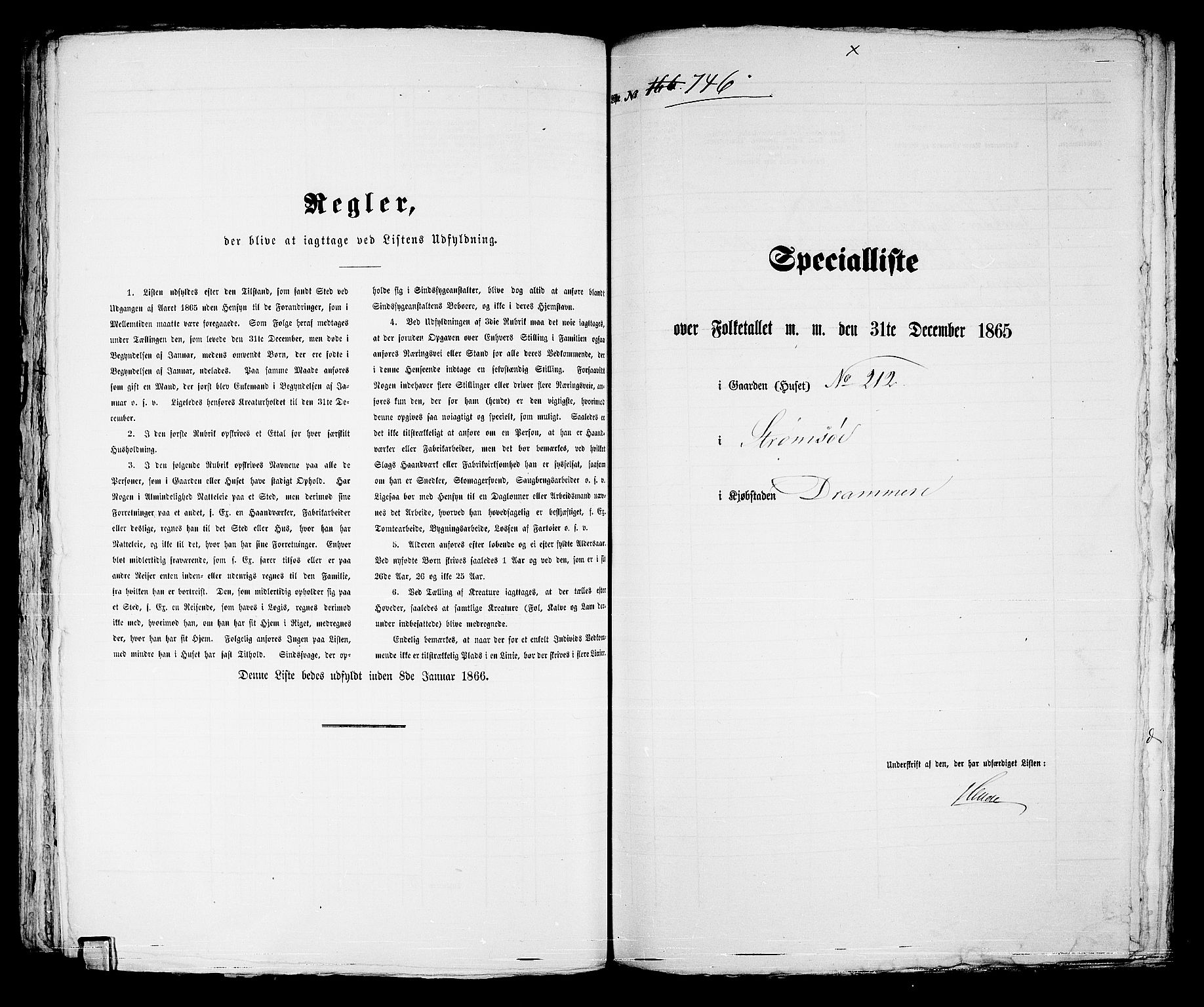 RA, Folketelling 1865 for 0602bP Strømsø prestegjeld i Drammen kjøpstad, 1865, s. 305