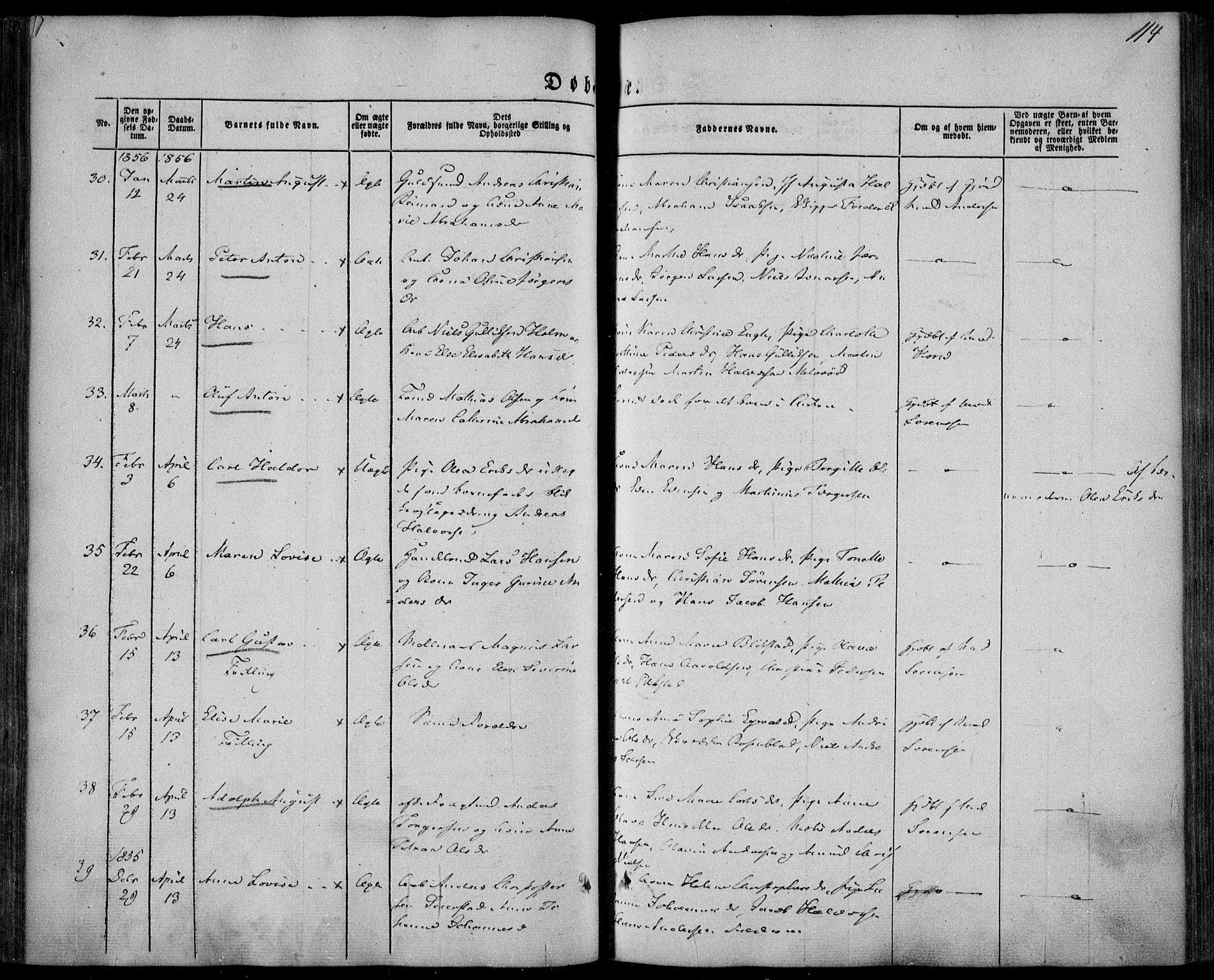 Larvik kirkebøker, SAKO/A-352/F/Fa/L0003: Ministerialbok nr. I 3, 1848-1856, s. 114