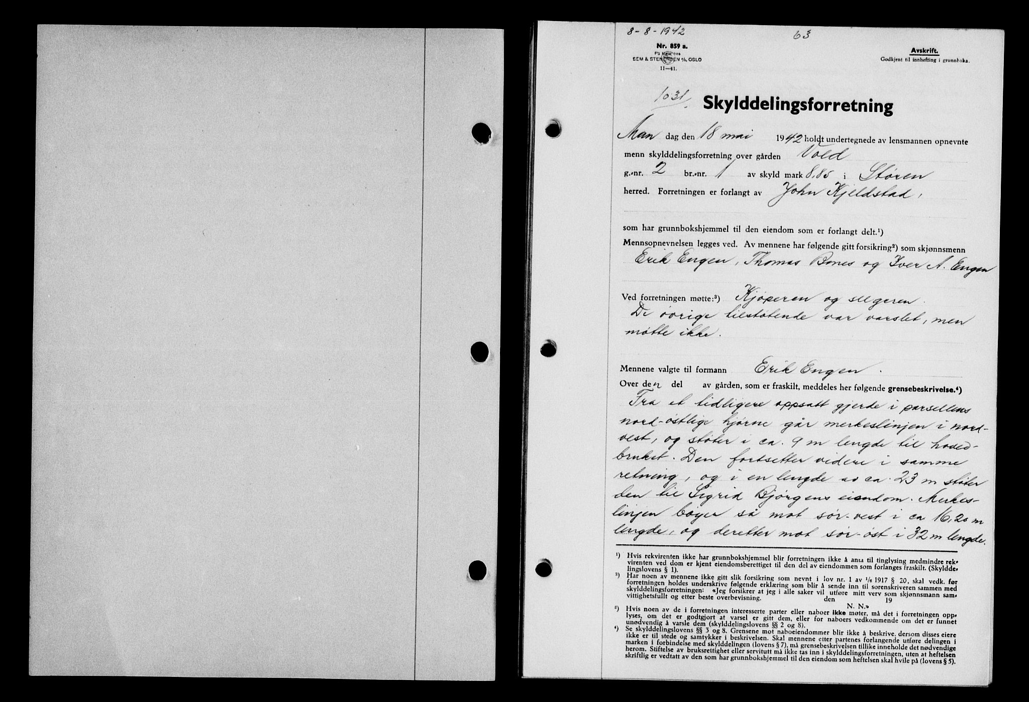 Gauldal sorenskriveri, SAT/A-0014/1/2/2C/L0055: Pantebok nr. 60, 1942-1942, Dagboknr: 1031/1942