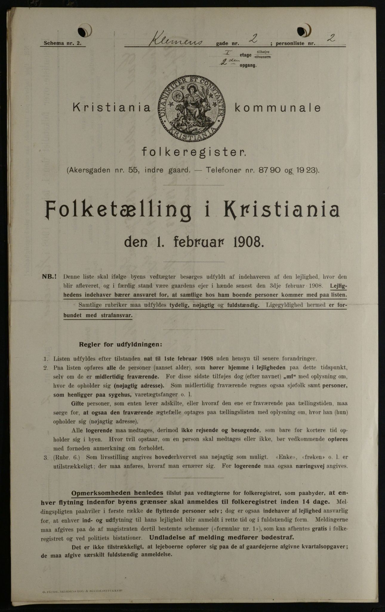 OBA, Kommunal folketelling 1.2.1908 for Kristiania kjøpstad, 1908, s. 11995