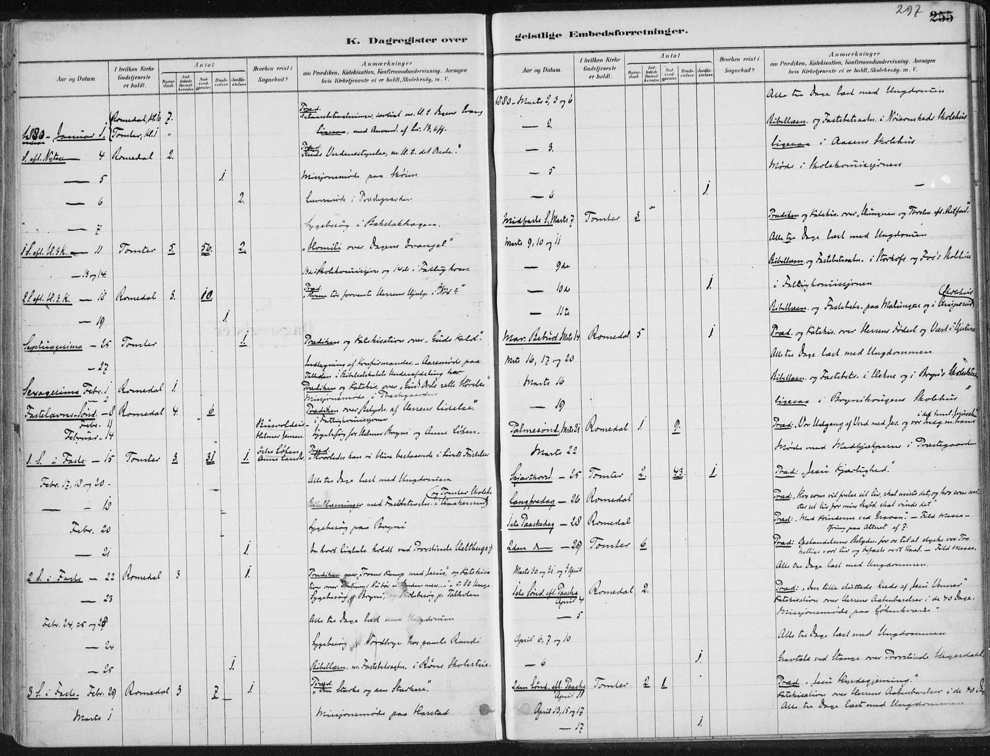 Romedal prestekontor, SAH/PREST-004/K/L0010: Ministerialbok nr. 10, 1880-1895, s. 297