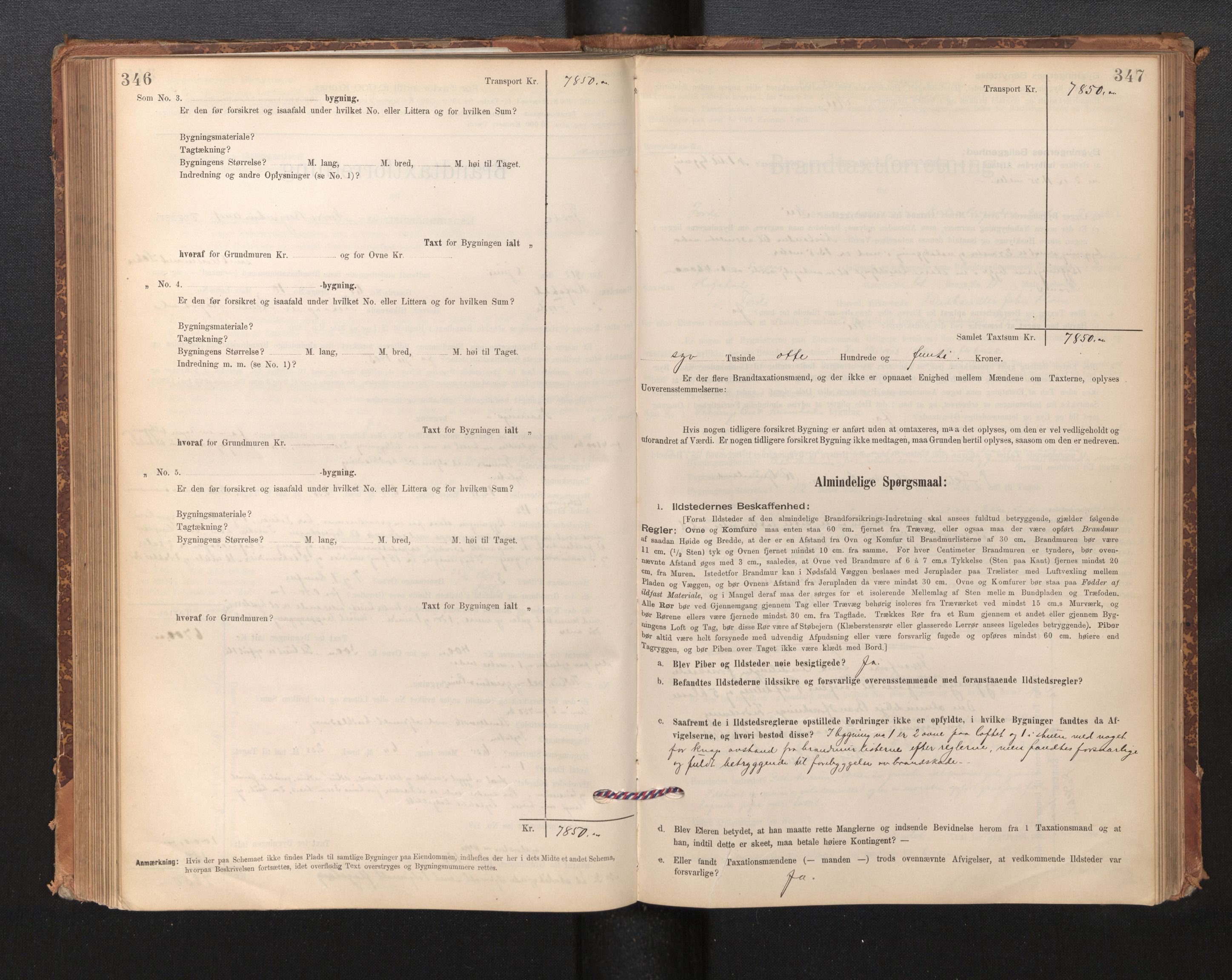 Lensmannen i Førde, SAB/A-27401/0012/L0008: Branntakstprotokoll, skjematakst, 1895-1922, s. 346-347