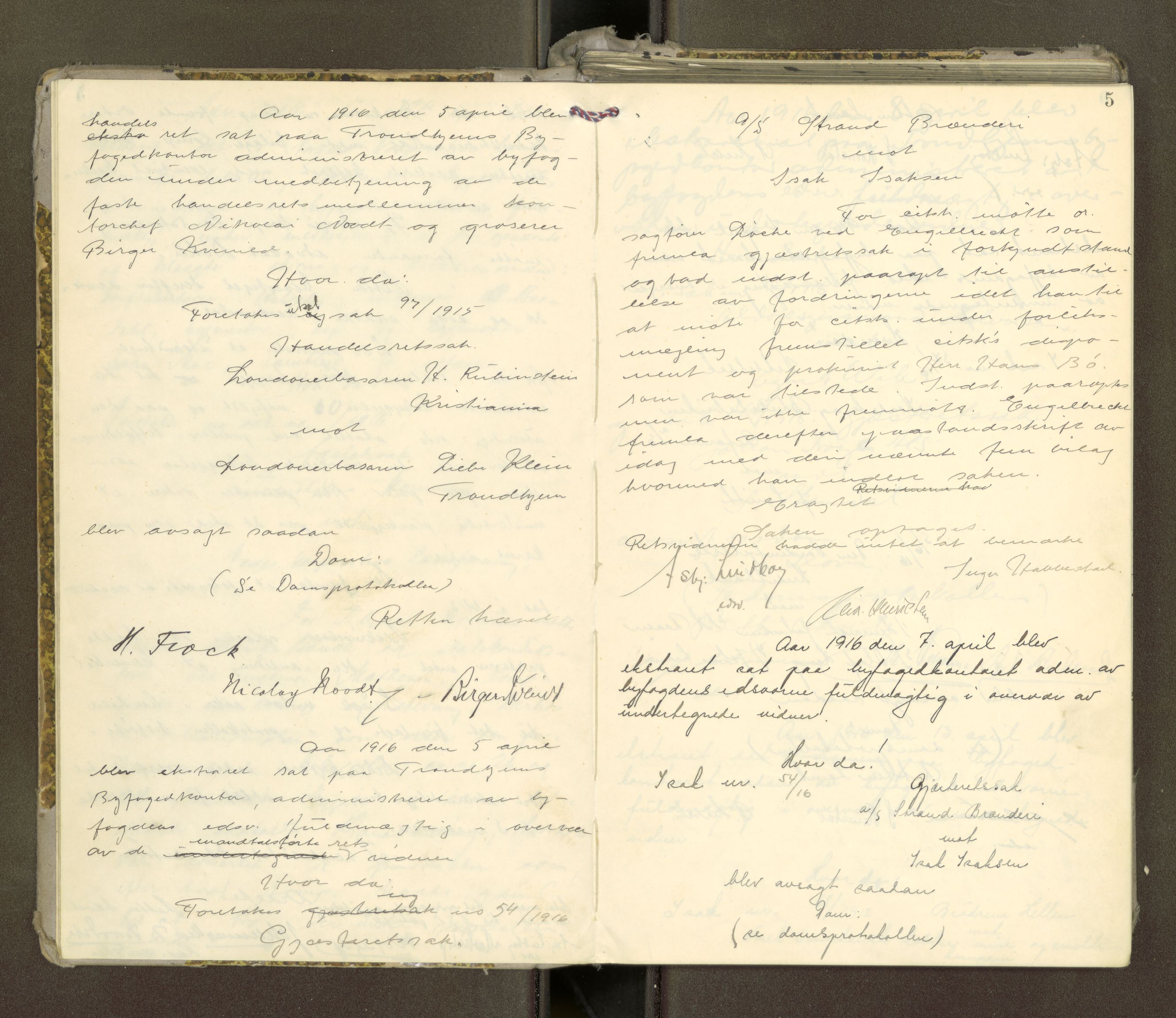 Trondheim byfogd, AV/SAT-A-0003/1/1/1B/L0030: Ekstrarettsprotokoll - 10/3-4/6., 1916-1919, s. 4b-5a
