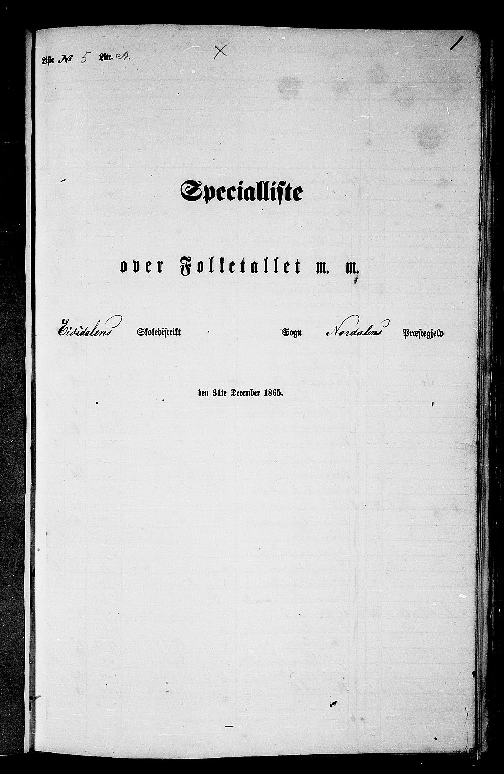 RA, Folketelling 1865 for 1524P Norddal prestegjeld, 1865, s. 74