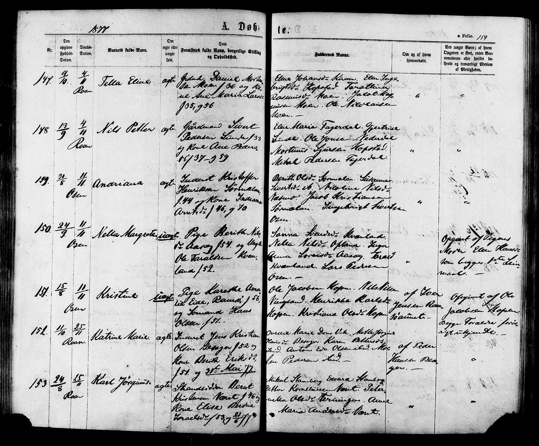 Ministerialprotokoller, klokkerbøker og fødselsregistre - Sør-Trøndelag, SAT/A-1456/657/L0706: Ministerialbok nr. 657A07, 1867-1878, s. 159