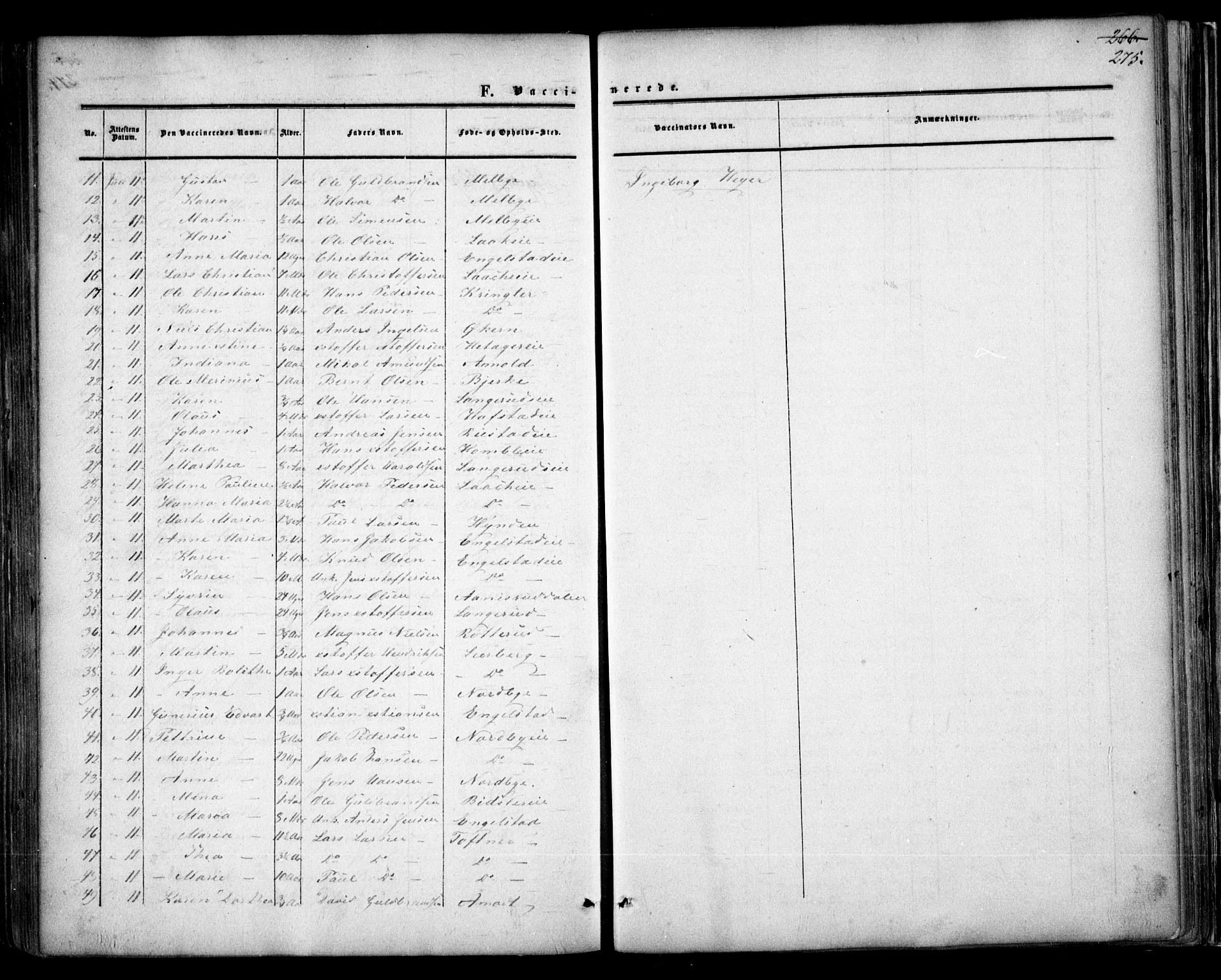 Nannestad prestekontor Kirkebøker, AV/SAO-A-10414a/F/Fa/L0012: Ministerialbok nr. I 12, 1860-1872, s. 275