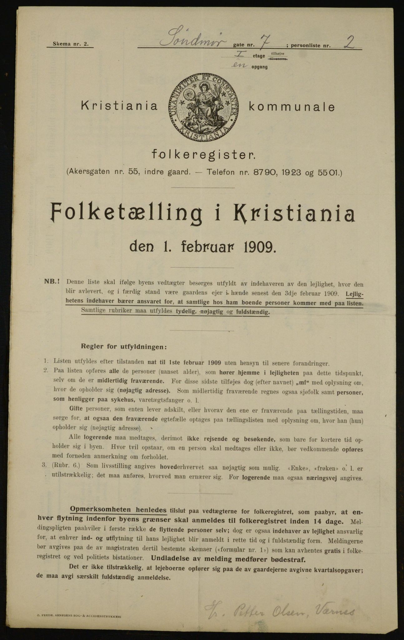 OBA, Kommunal folketelling 1.2.1909 for Kristiania kjøpstad, 1909, s. 94757