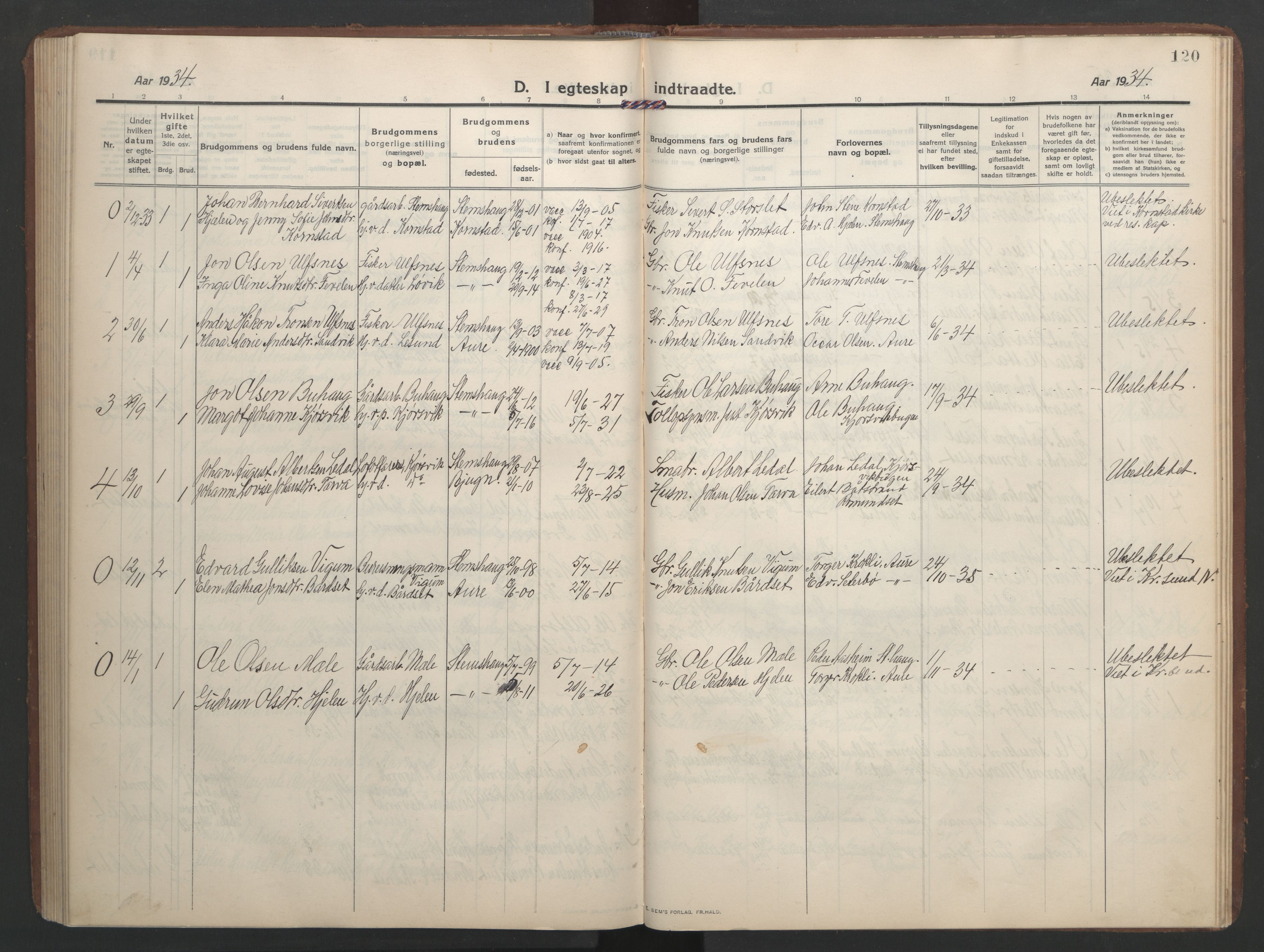 Ministerialprotokoller, klokkerbøker og fødselsregistre - Møre og Romsdal, AV/SAT-A-1454/579/L0919: Klokkerbok nr. 579C01, 1909-1957, s. 120