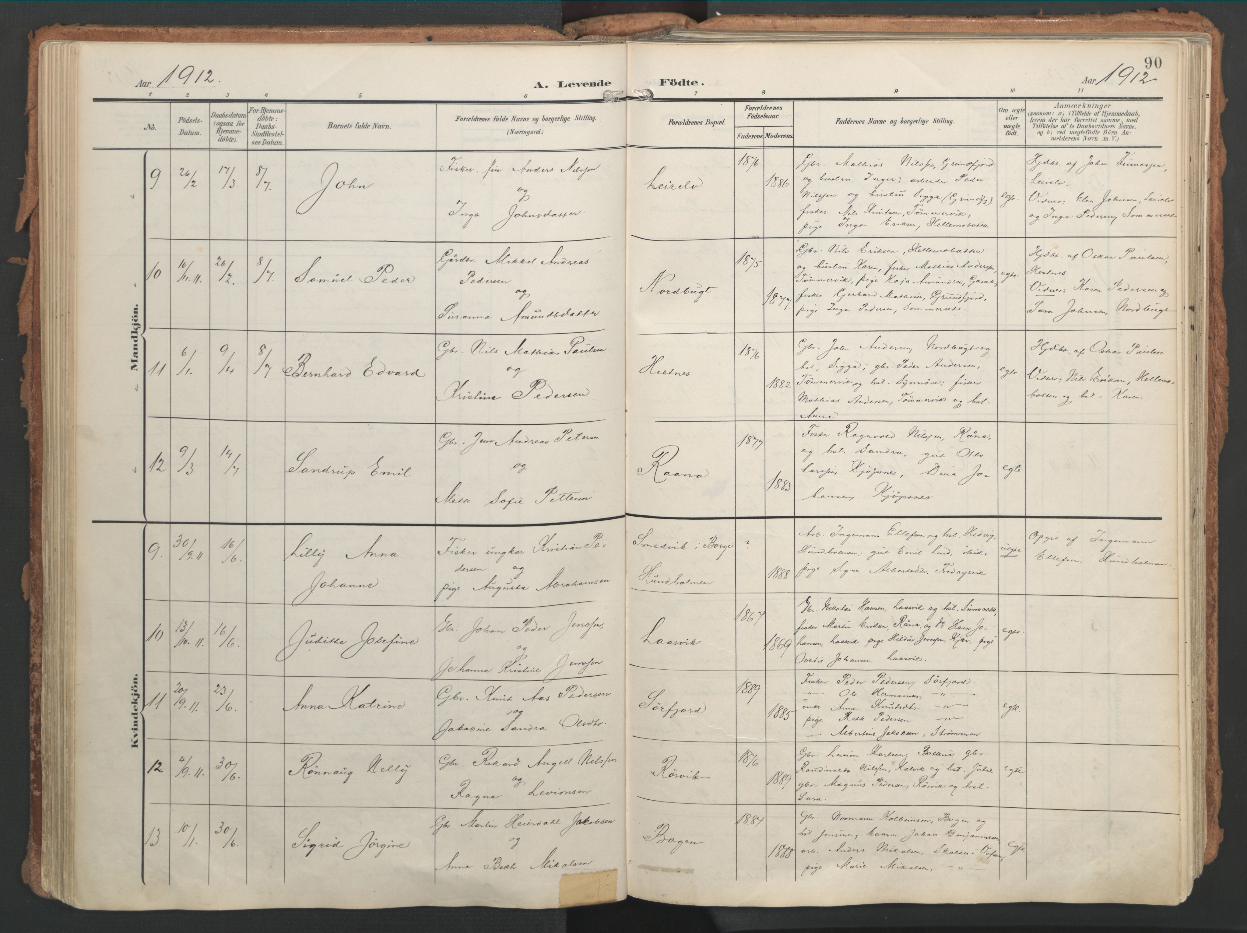 Ministerialprotokoller, klokkerbøker og fødselsregistre - Nordland, AV/SAT-A-1459/861/L0871: Ministerialbok nr. 861A06, 1903-1916, s. 90