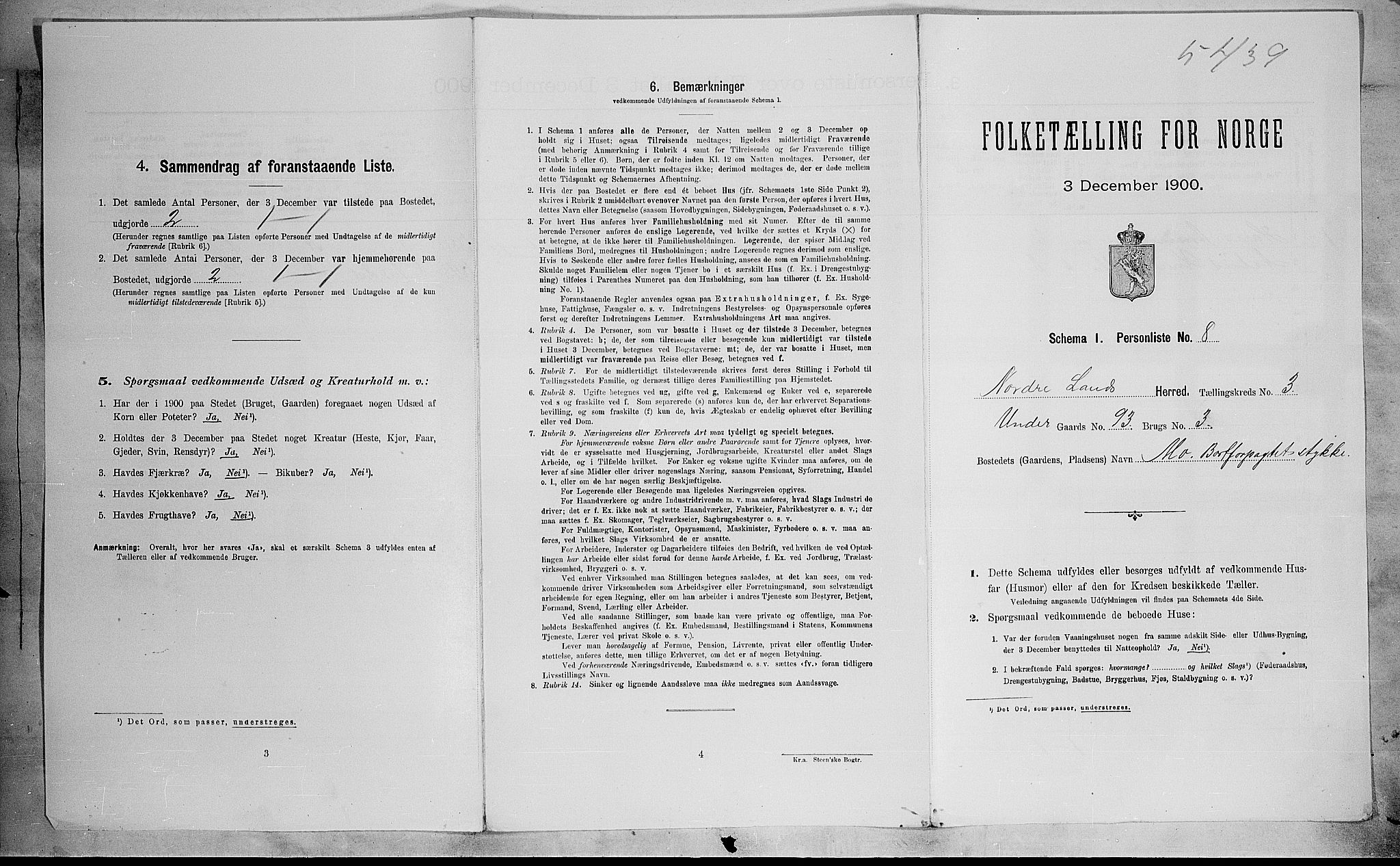 SAH, Folketelling 1900 for 0538 Nordre Land herred, 1900, s. 436
