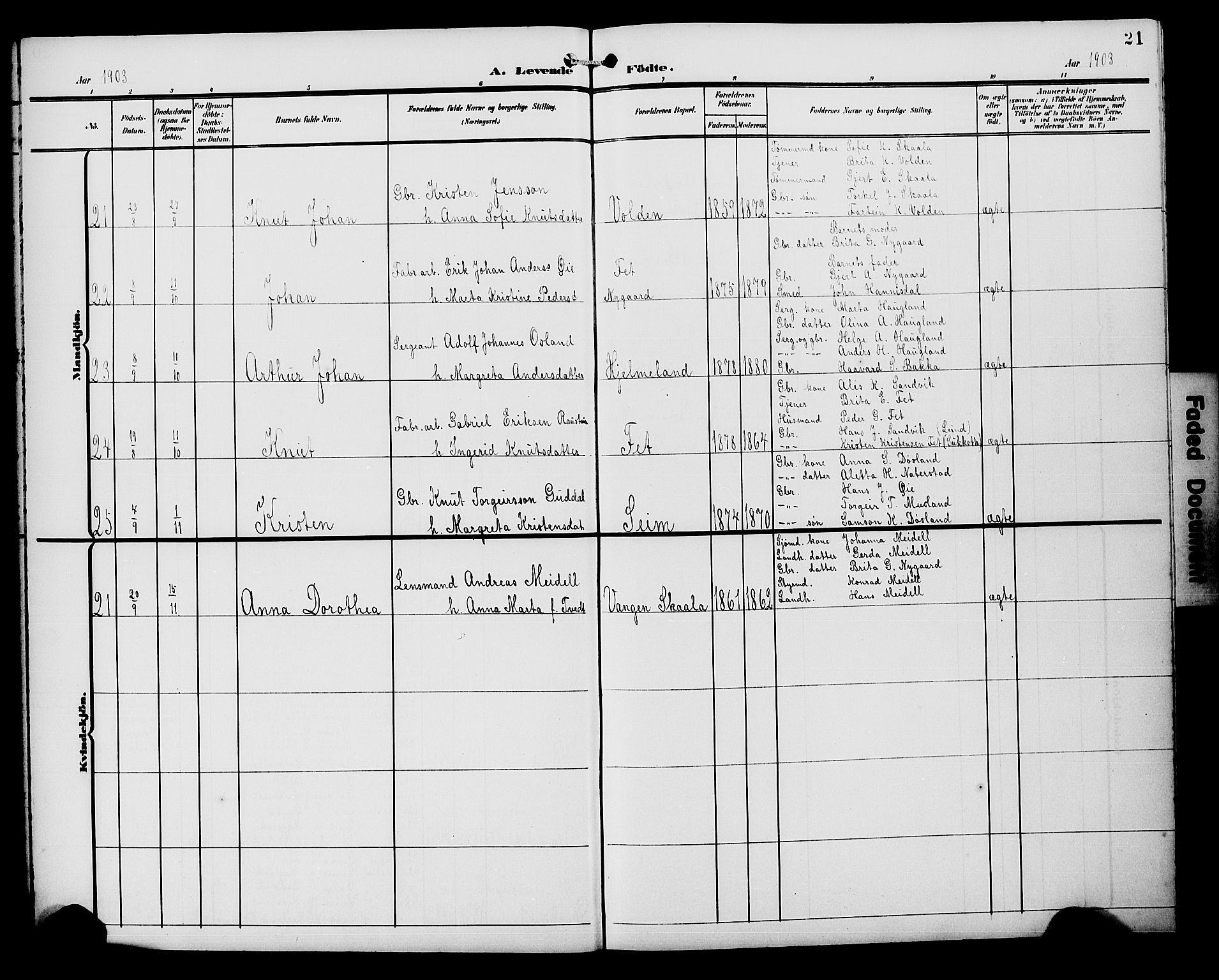 Kvinnherad sokneprestembete, AV/SAB-A-76401/H/Hab: Klokkerbok nr. A 2A, 1901-1911, s. 21
