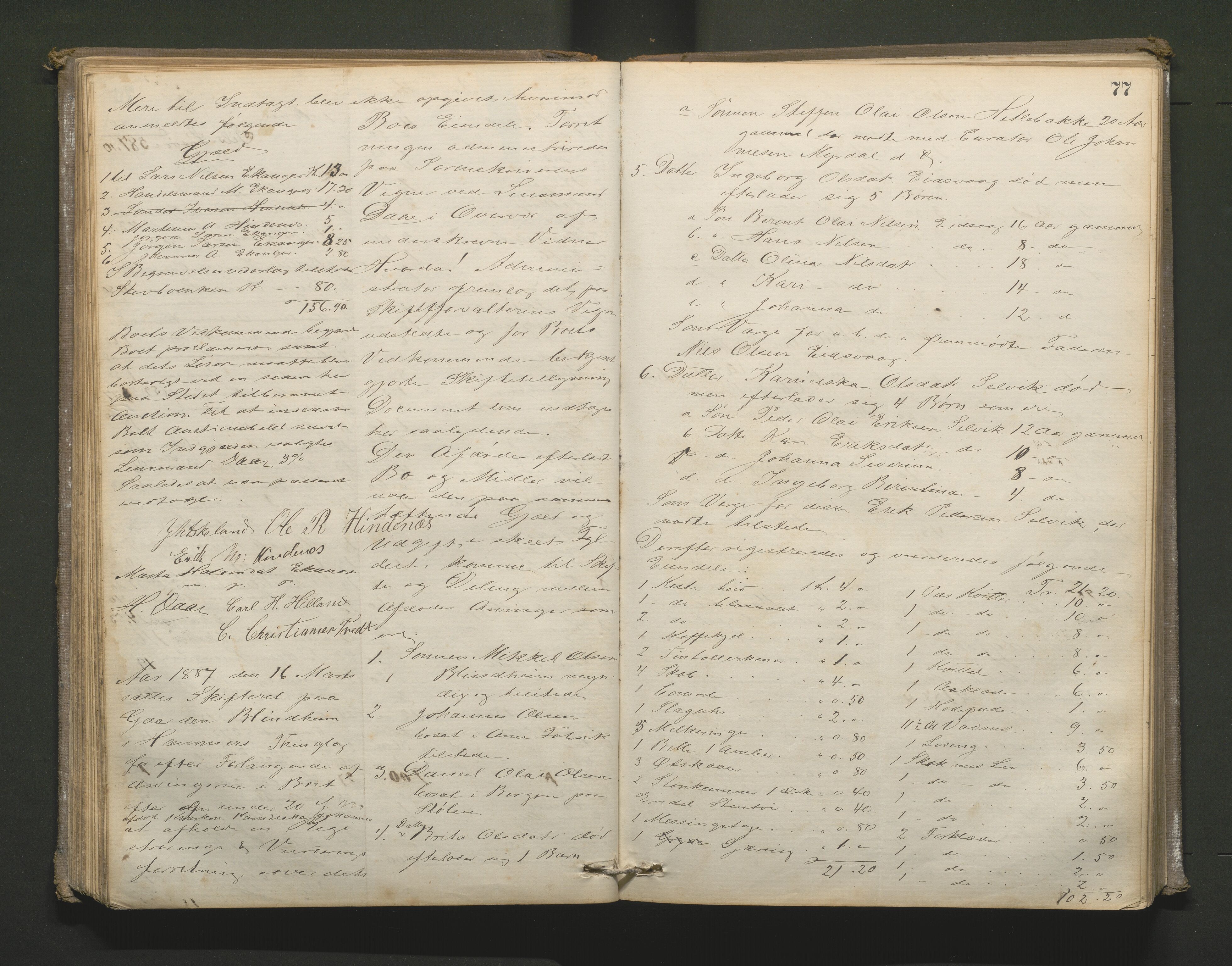 Lensmannen i Hamre, AV/SAB-A-32601/0006/L0001: Registreringsprotokoll, 1881-1896, s. 76b-77a