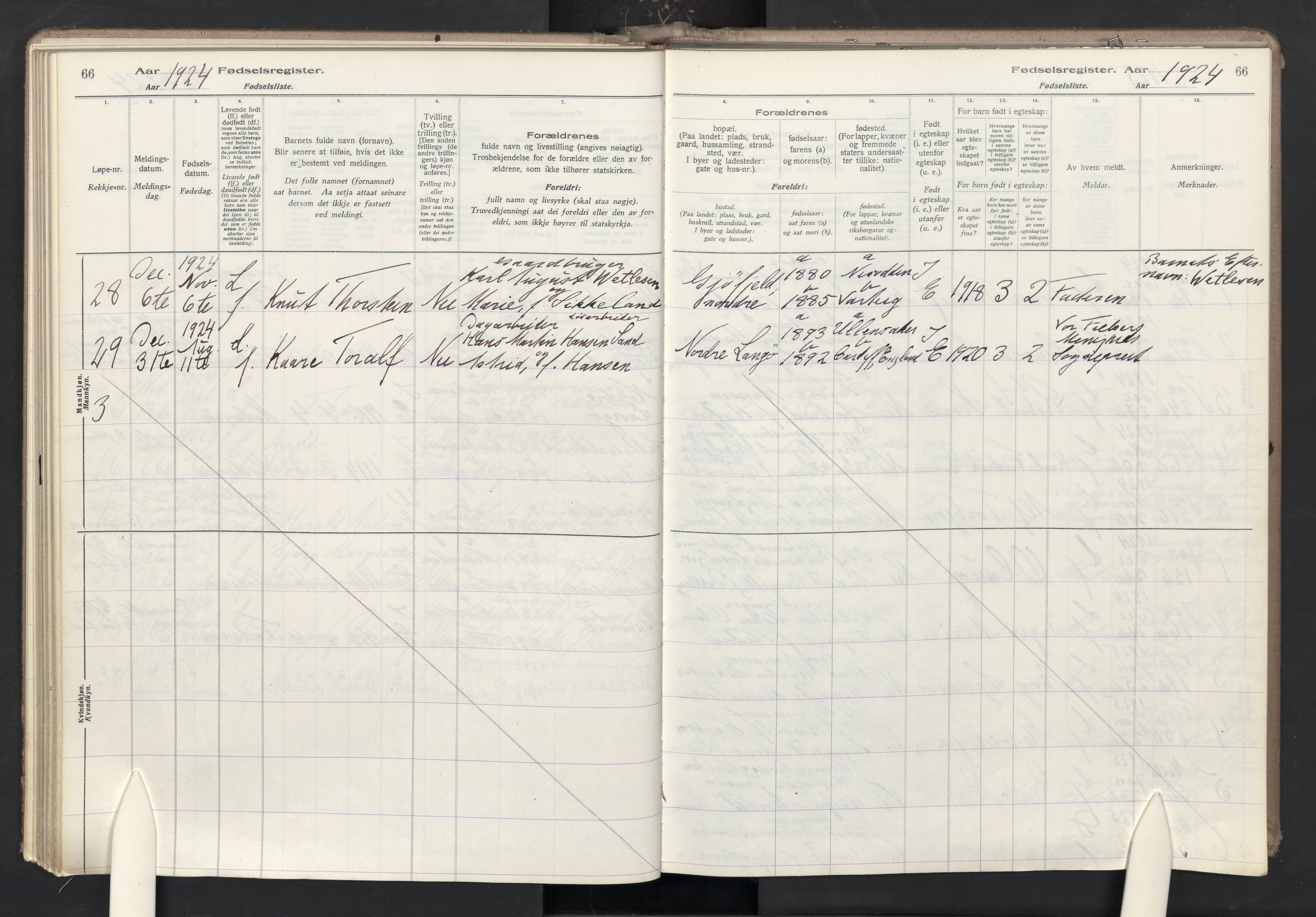 Nesodden prestekontor Kirkebøker, AV/SAO-A-10013/J/Ja/L0001: Fødselsregister nr. I 1, 1916-1946, s. 66