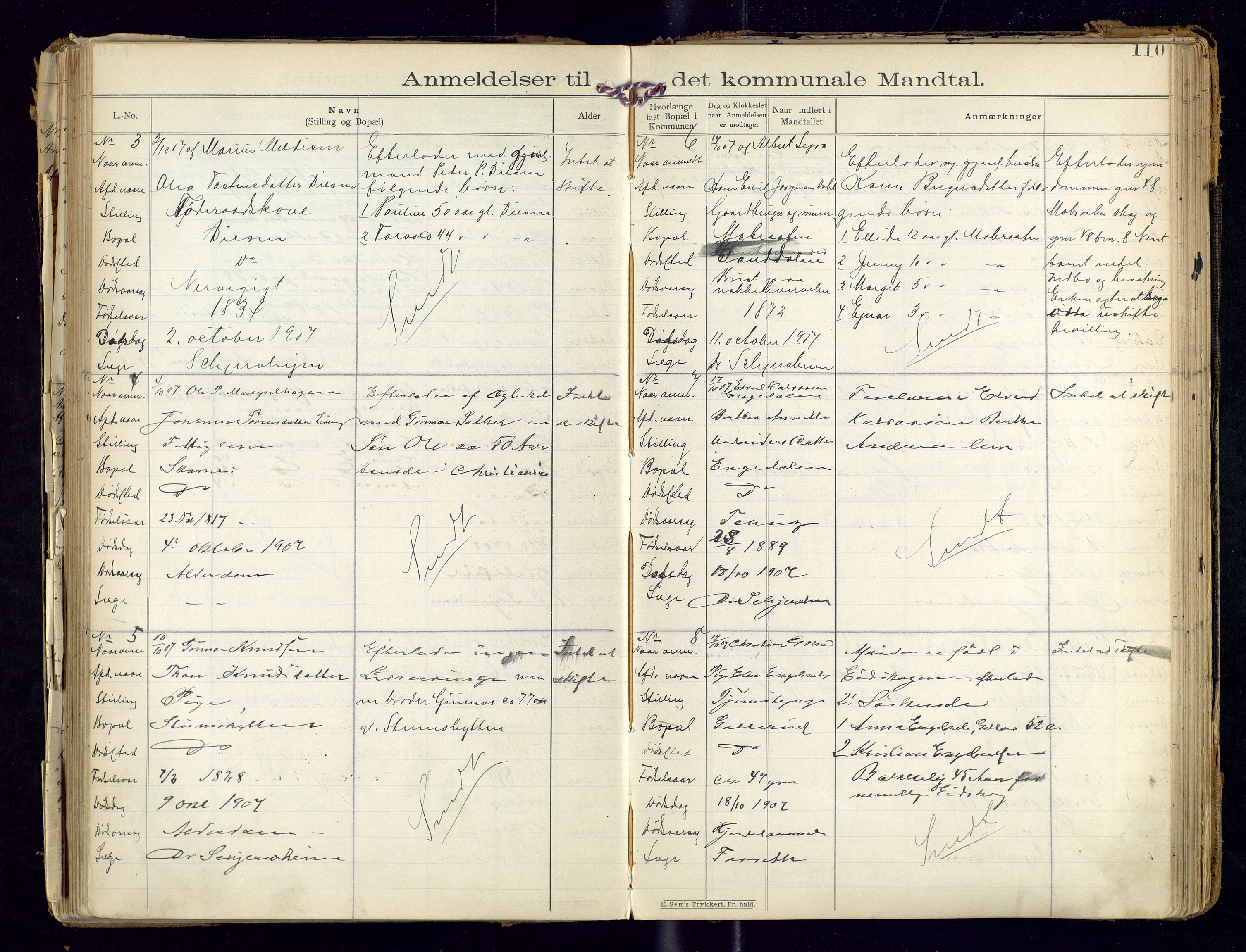 Sør-Odal lensmannskontor, AV/SAH-LHS-022/H/Hb/L0001/0002: Protokoller over anmeldte dødsfall / Protokoll over anmeldte dødsfall, 1901-1913, s. 110