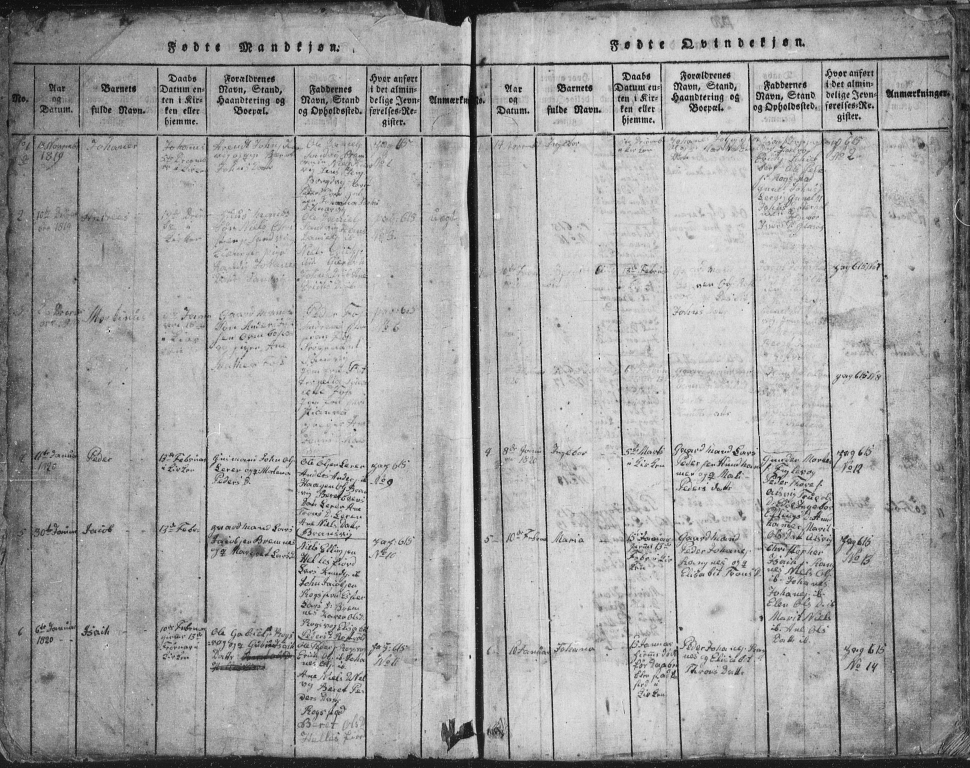 Ministerialprotokoller, klokkerbøker og fødselsregistre - Møre og Romsdal, AV/SAT-A-1454/581/L0942: Klokkerbok nr. 581C00, 1820-1836, s. 2-3