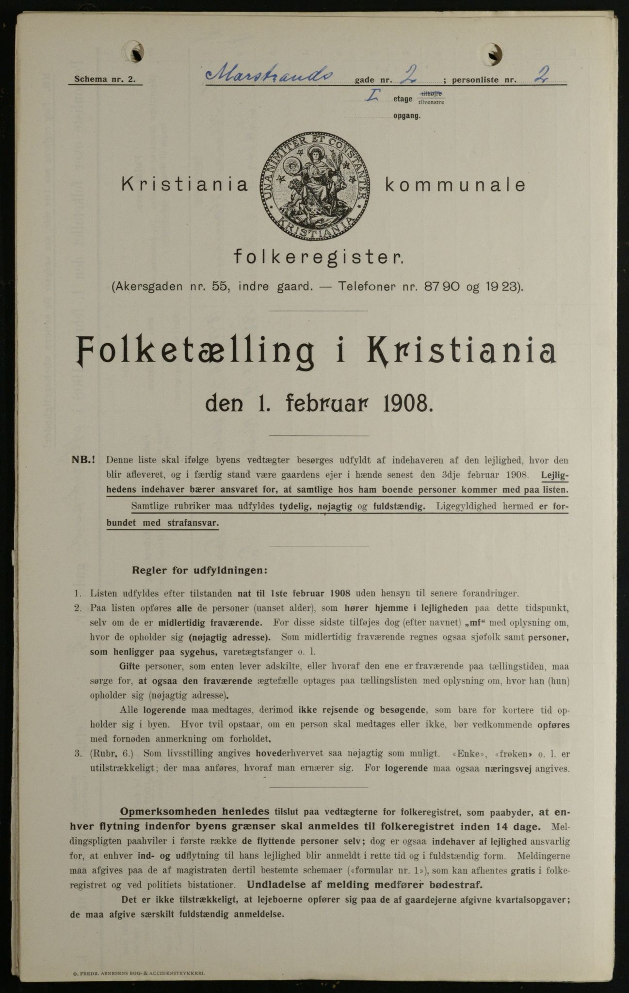 OBA, Kommunal folketelling 1.2.1908 for Kristiania kjøpstad, 1908, s. 58010