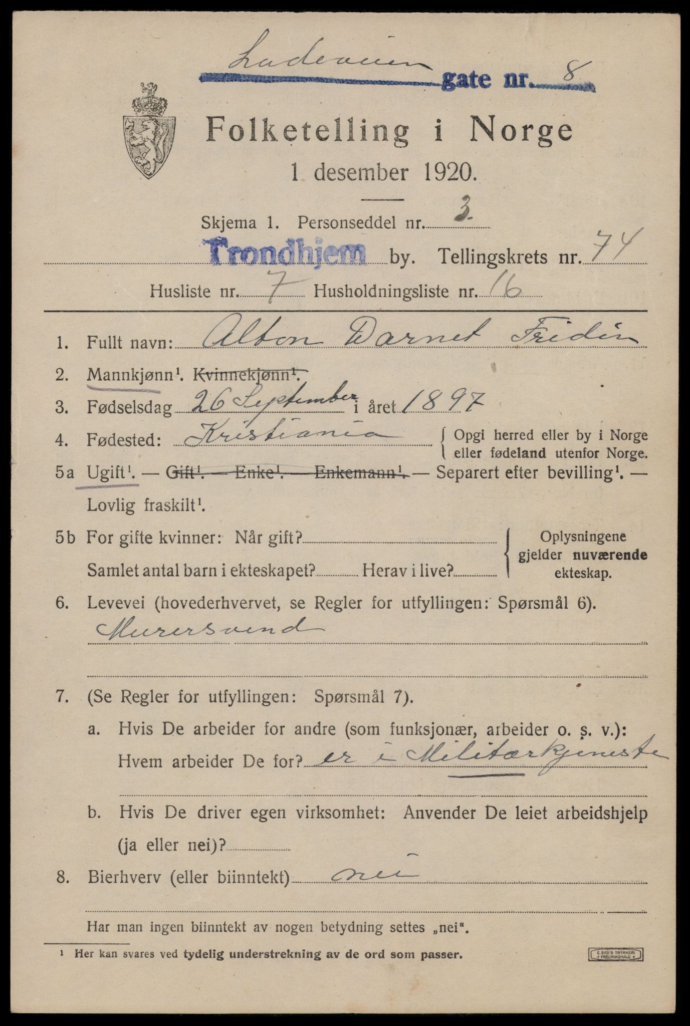 SAT, Folketelling 1920 for 1601 Trondheim kjøpstad, 1920, s. 141764