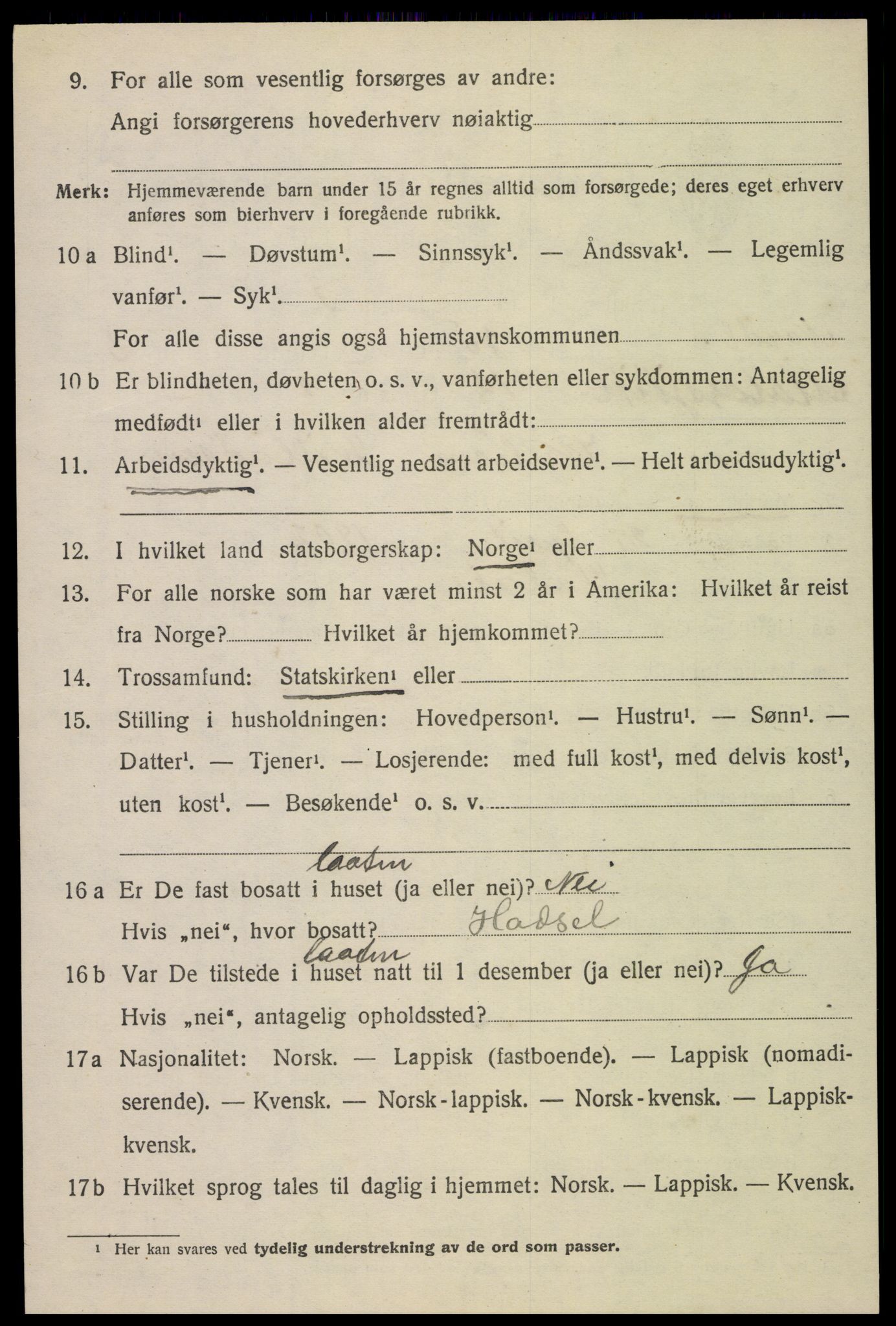 SAT, Folketelling 1920 for 1867 Bø herred, 1920, s. 3177