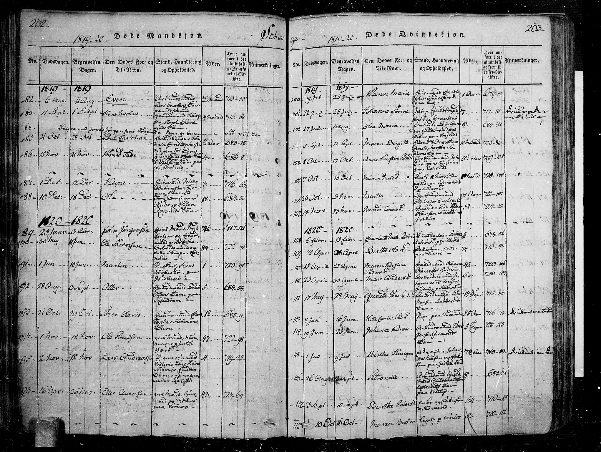 Skoger kirkebøker, SAKO/A-59/F/Fa/L0002: Ministerialbok nr. I 2 /1, 1814-1842, s. 202-203