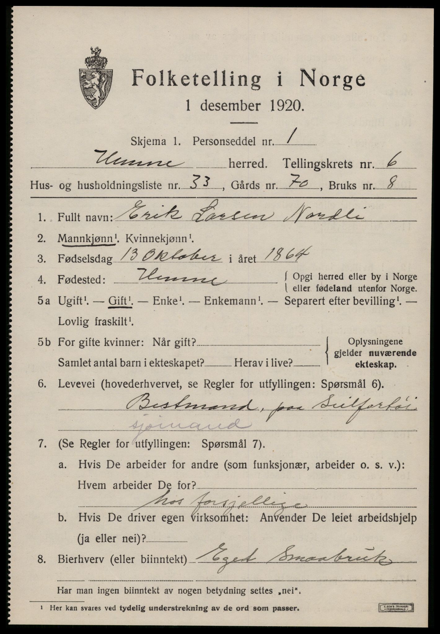 SAT, Folketelling 1920 for 1612 Hemne herred, 1920, s. 3962