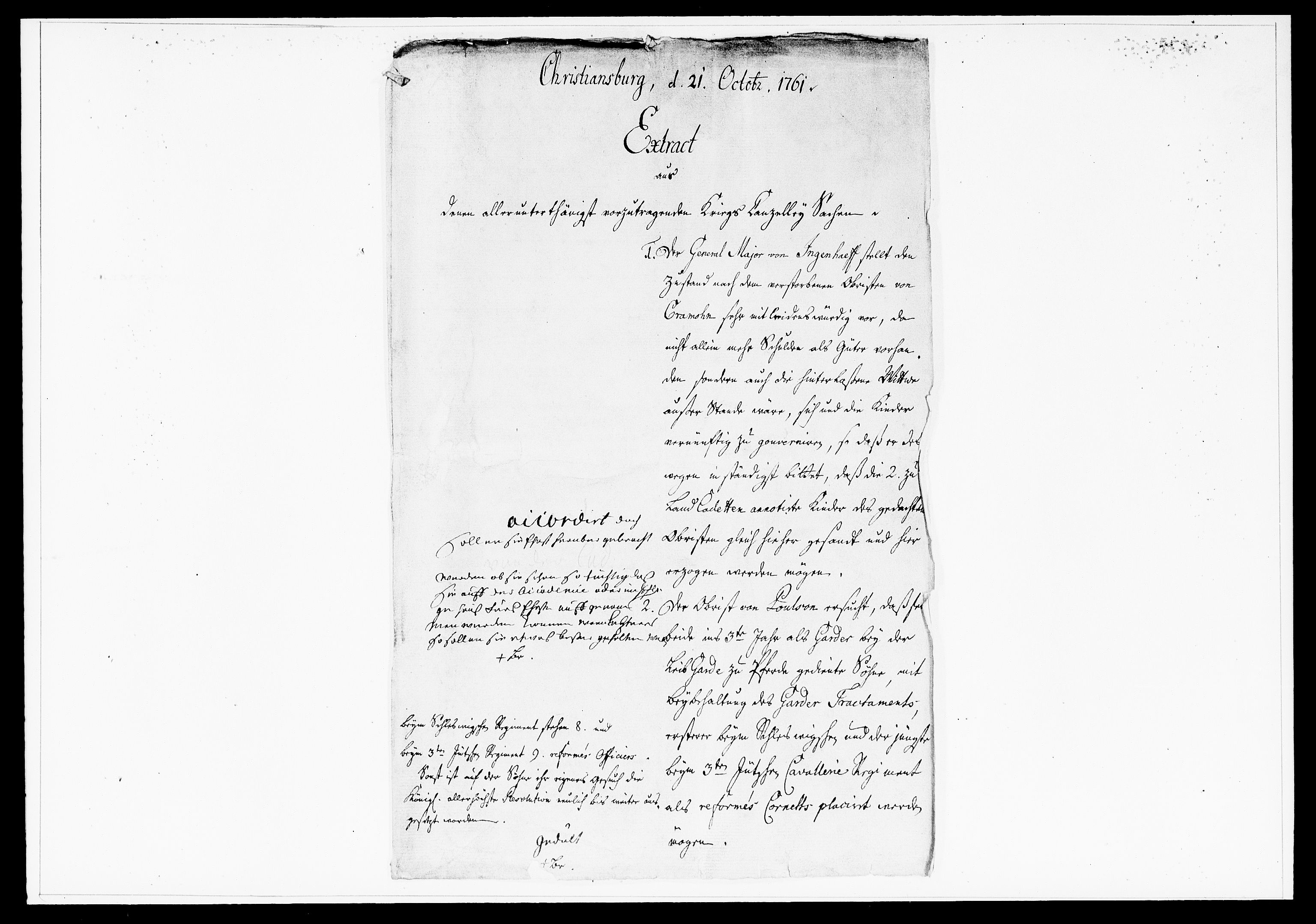 Krigskollegiet, Krigskancelliet, DRA/A-0006/-/1360-1385: Refererede sager, 1761, s. 813