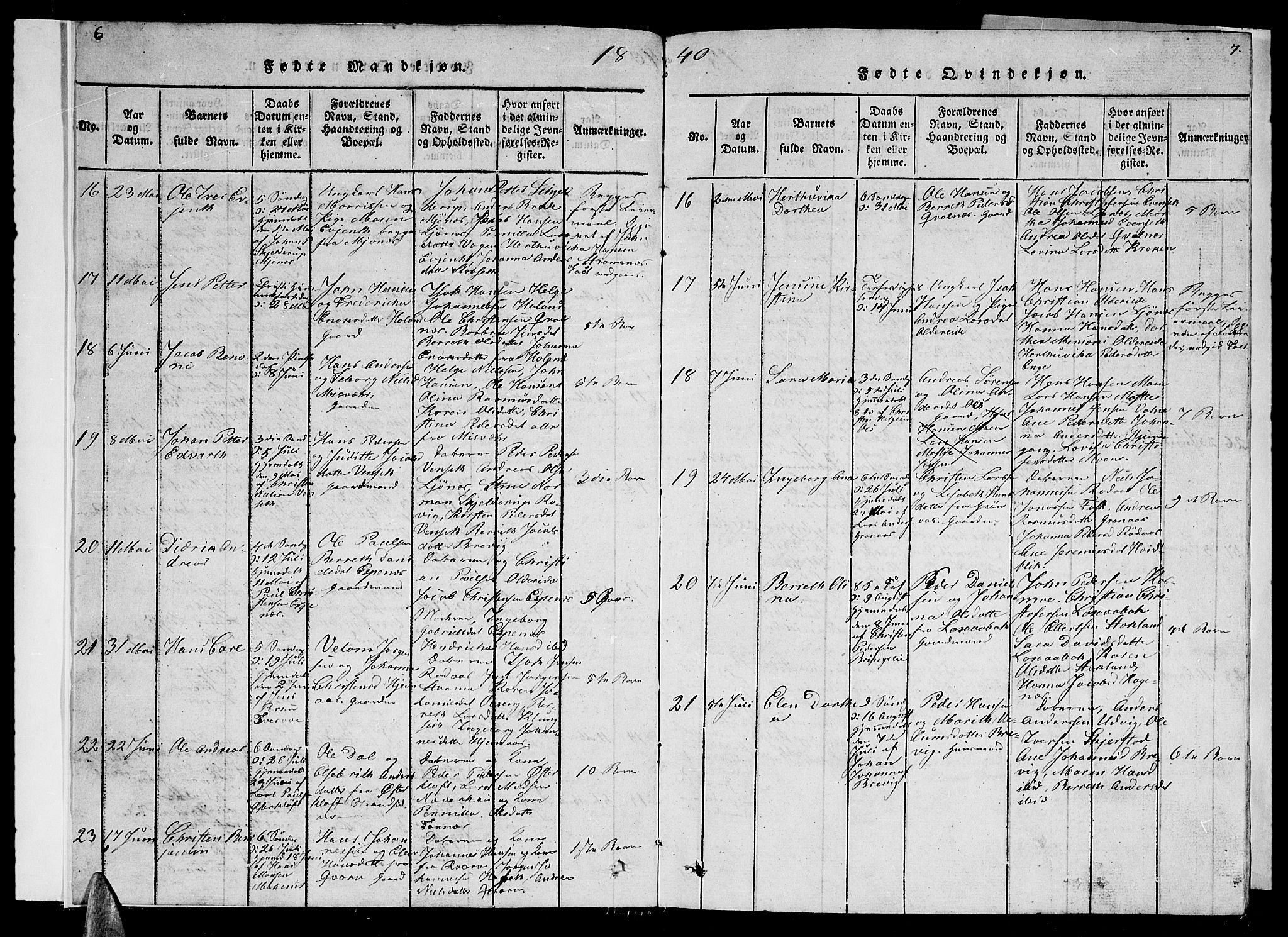 Ministerialprotokoller, klokkerbøker og fødselsregistre - Nordland, AV/SAT-A-1459/852/L0752: Klokkerbok nr. 852C03, 1840-1855, s. 6-7