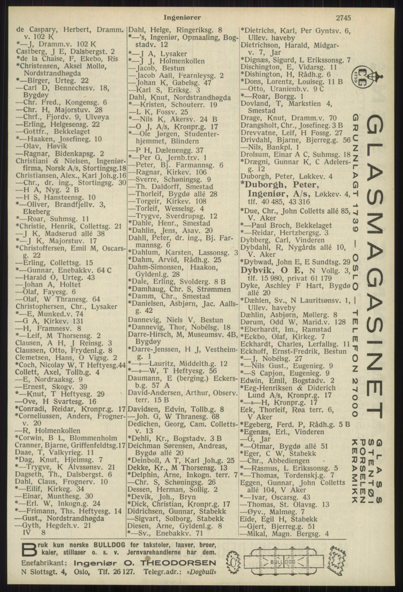 Kristiania/Oslo adressebok, PUBL/-, 1939, s. 2745