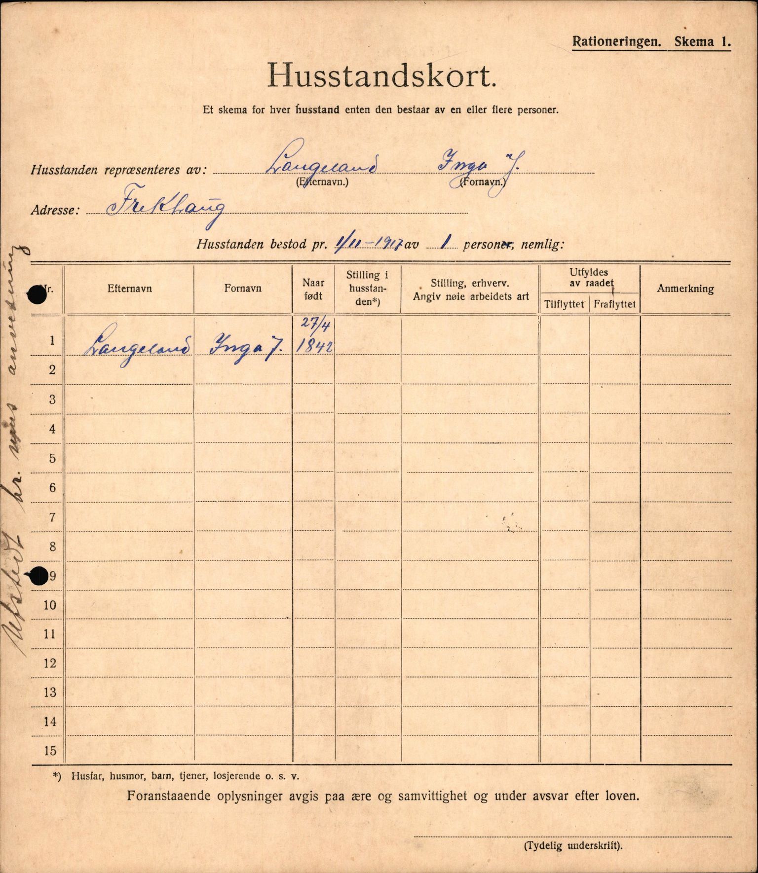 IKAH, Meland kommune, Provianteringsrådet, Husstander per 01.11.1917, 1917-1918, s. 166