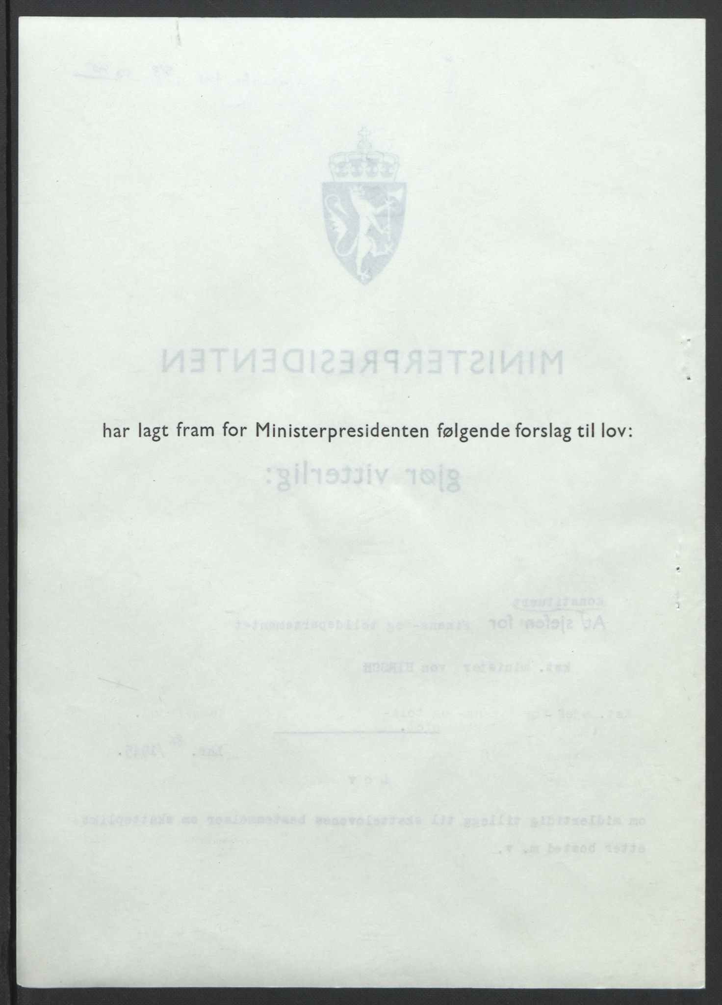 NS-administrasjonen 1940-1945 (Statsrådsekretariatet, de kommisariske statsråder mm), AV/RA-S-4279/D/Db/L0101/0001: -- / Lover og vedtak, 1945, s. 147