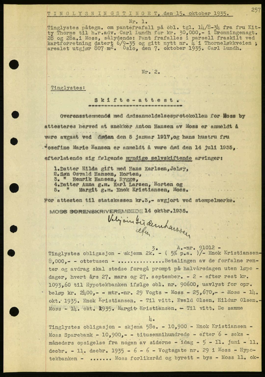 Moss sorenskriveri, SAO/A-10168: Pantebok nr. 45, 1935-1935, Tingl.dato: 15.10.1935