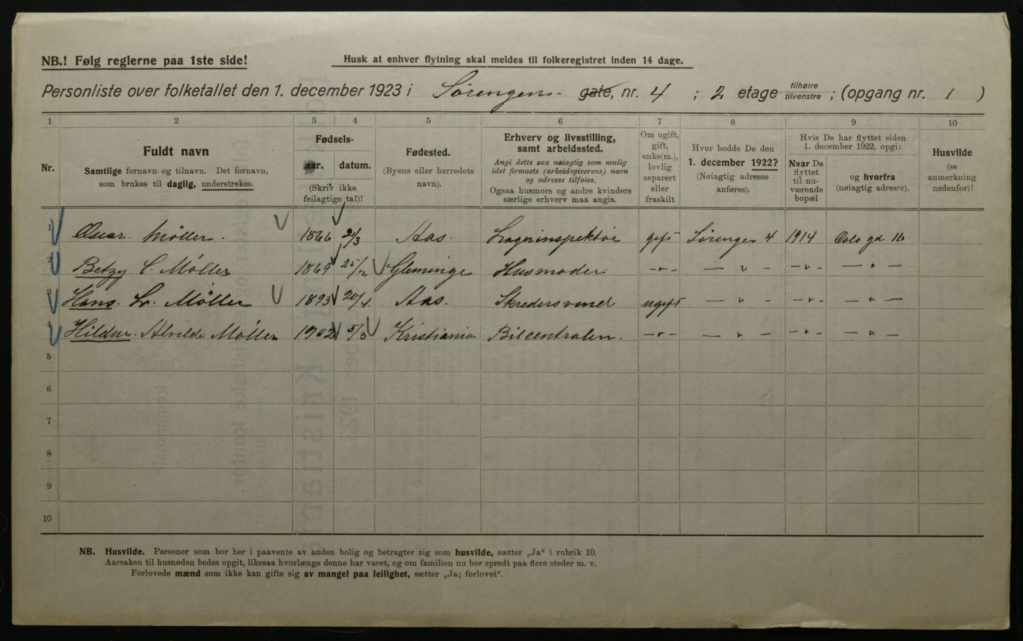 OBA, Kommunal folketelling 1.12.1923 for Kristiania, 1923, s. 117842