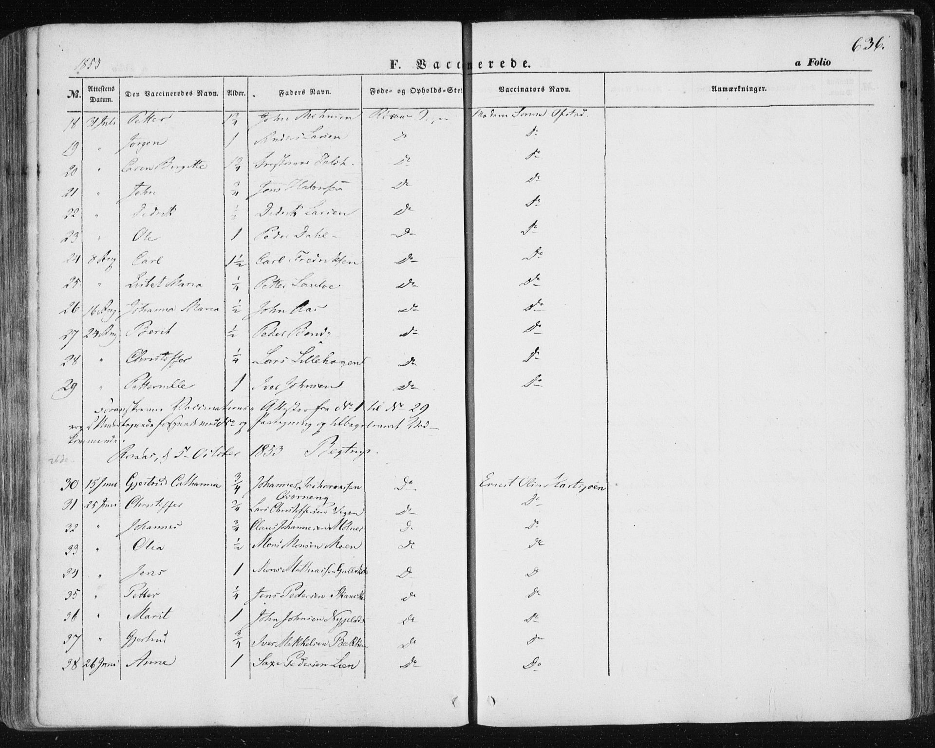Ministerialprotokoller, klokkerbøker og fødselsregistre - Sør-Trøndelag, SAT/A-1456/681/L0931: Ministerialbok nr. 681A09, 1845-1859, s. 636