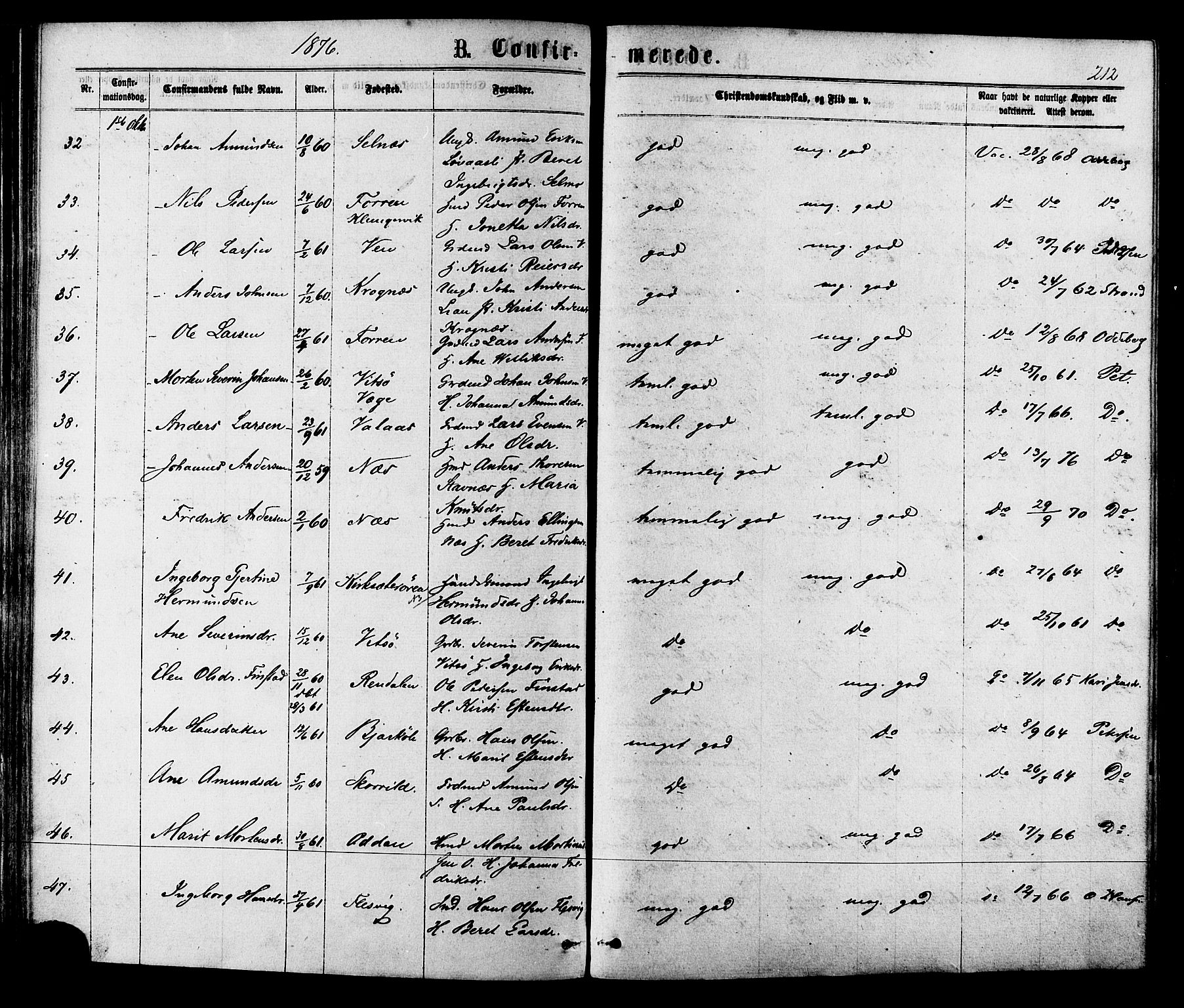 Ministerialprotokoller, klokkerbøker og fødselsregistre - Sør-Trøndelag, SAT/A-1456/630/L0495: Ministerialbok nr. 630A08, 1868-1878, s. 212