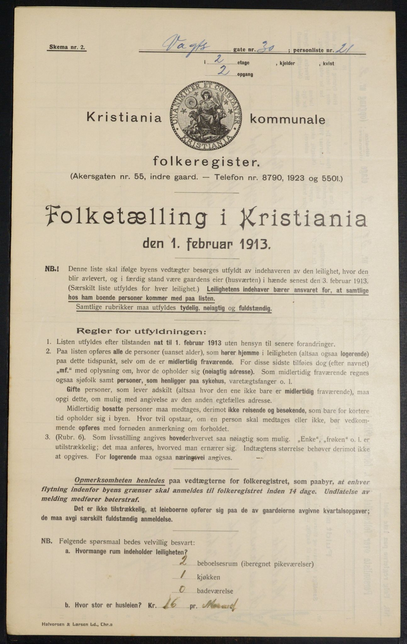 OBA, Kommunal folketelling 1.2.1913 for Kristiania, 1913, s. 124444