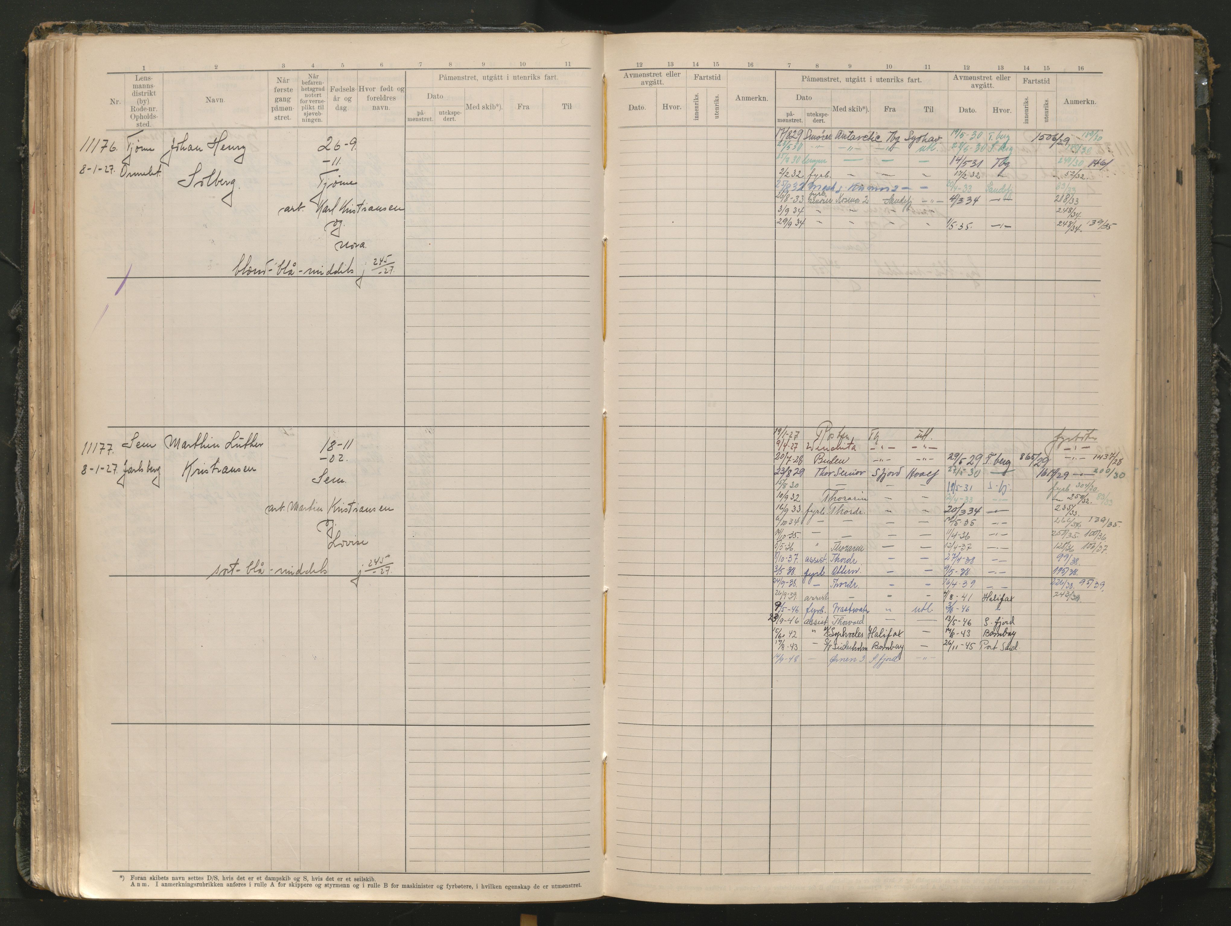 Tønsberg innrulleringskontor, AV/SAKO-A-786/F/Fc/Fcb/L0012: Hovedrulle Patent nr. 10828-12216, 1925-1948
