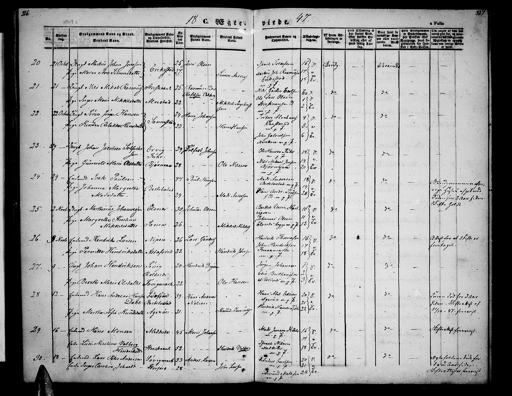 Trondenes sokneprestkontor, AV/SATØ-S-1319/H/Hb/L0006klokker: Klokkerbok nr. 6, 1845-1855, s. 326-327
