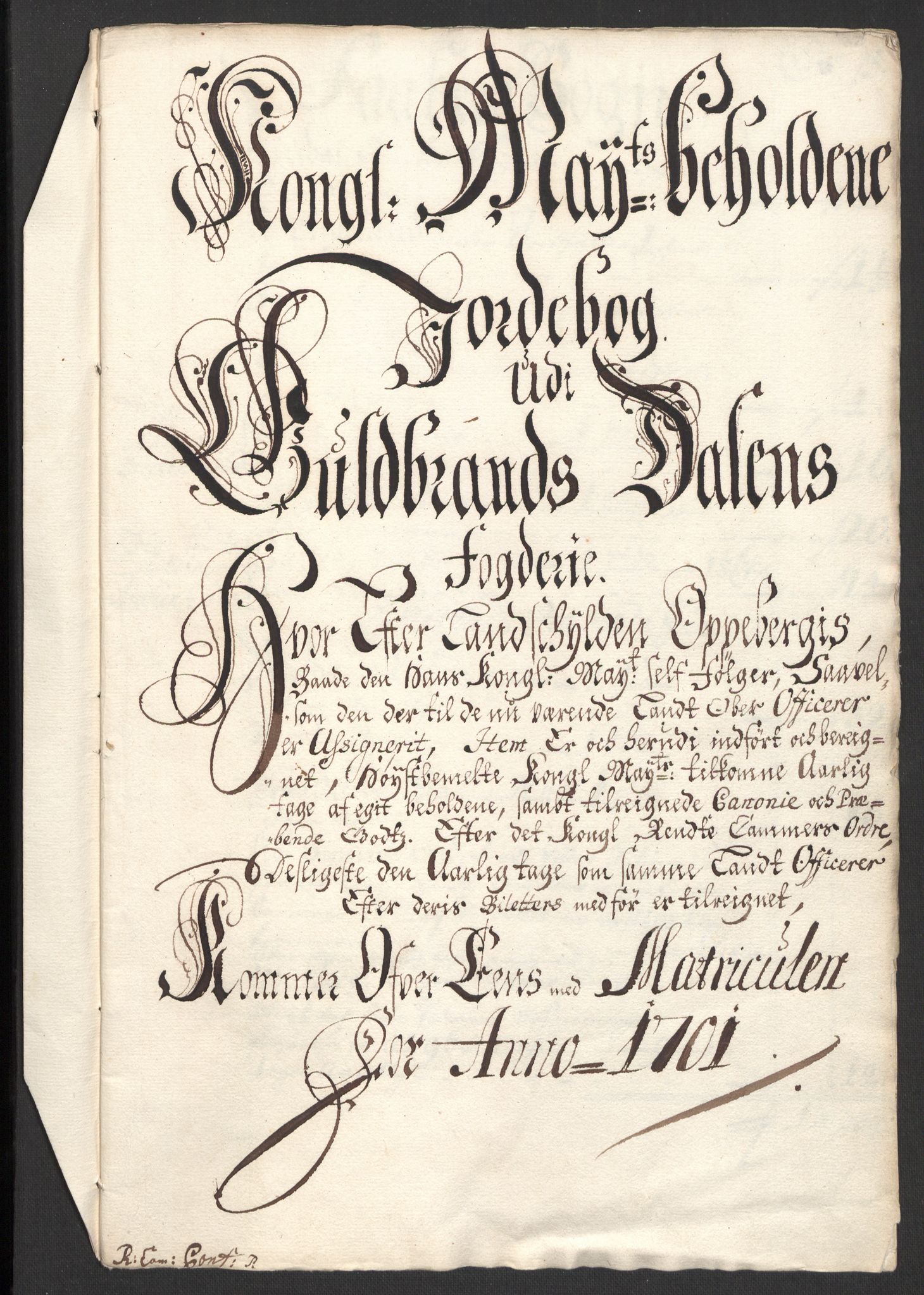 Rentekammeret inntil 1814, Reviderte regnskaper, Fogderegnskap, RA/EA-4092/R17/L1174: Fogderegnskap Gudbrandsdal, 1701, s. 26