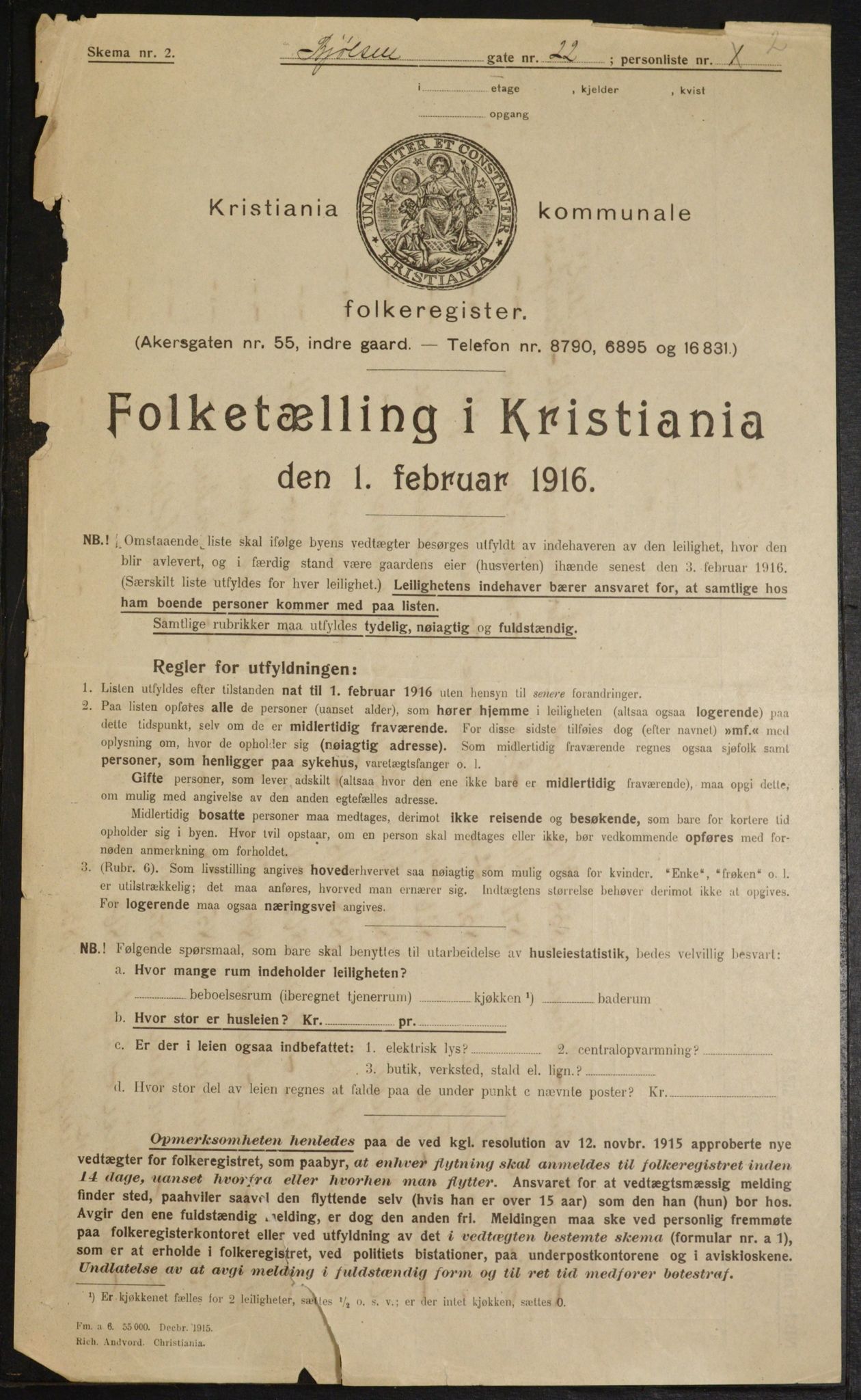 OBA, Kommunal folketelling 1.2.1916 for Kristiania, 1916, s. 6660