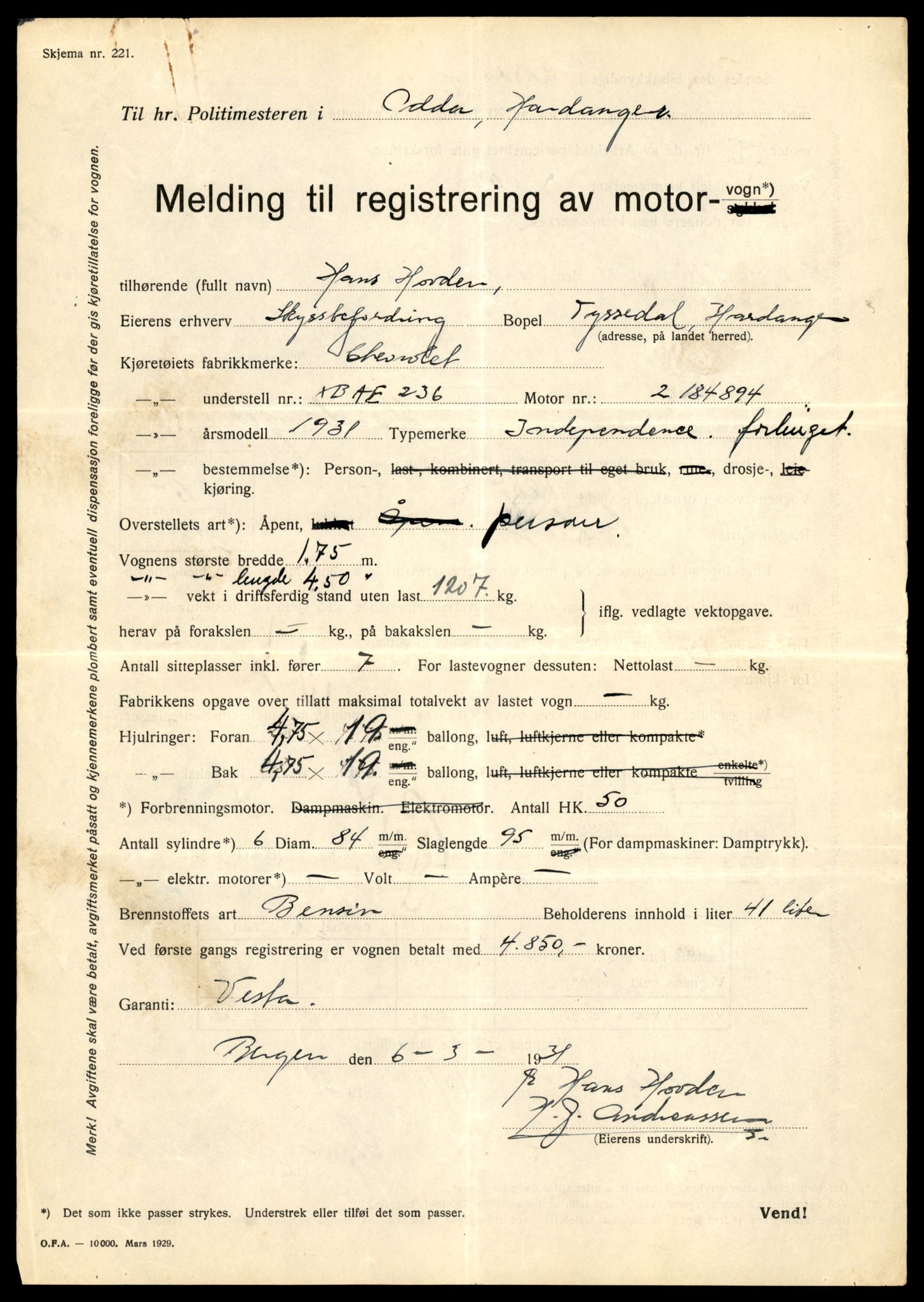 Møre og Romsdal vegkontor - Ålesund trafikkstasjon, AV/SAT-A-4099/F/Fe/L0025: Registreringskort for kjøretøy T 10931 - T 11045, 1927-1998, s. 927