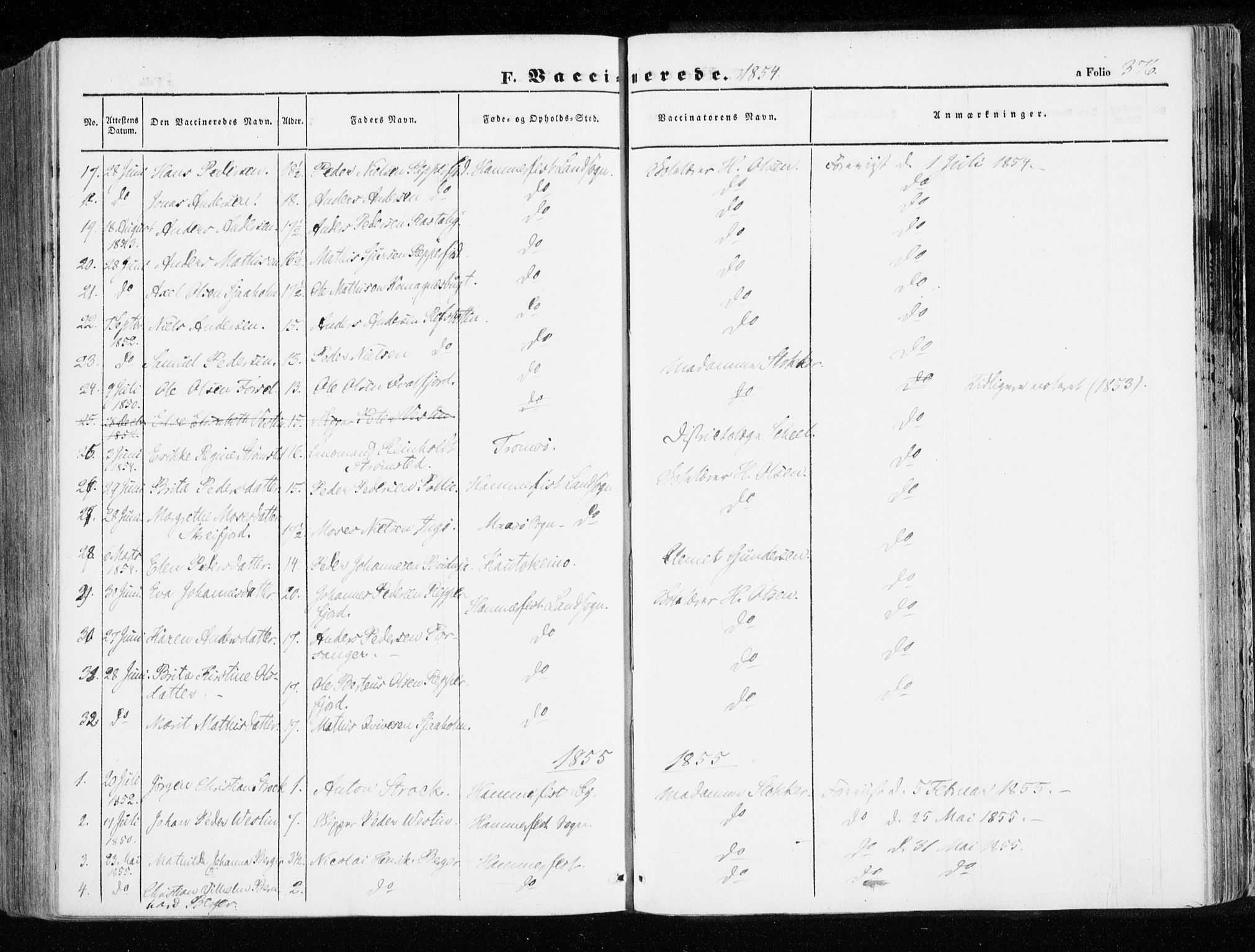 Hammerfest sokneprestkontor, AV/SATØ-S-1347/H/Ha/L0004.kirke: Ministerialbok nr. 4, 1843-1856, s. 376