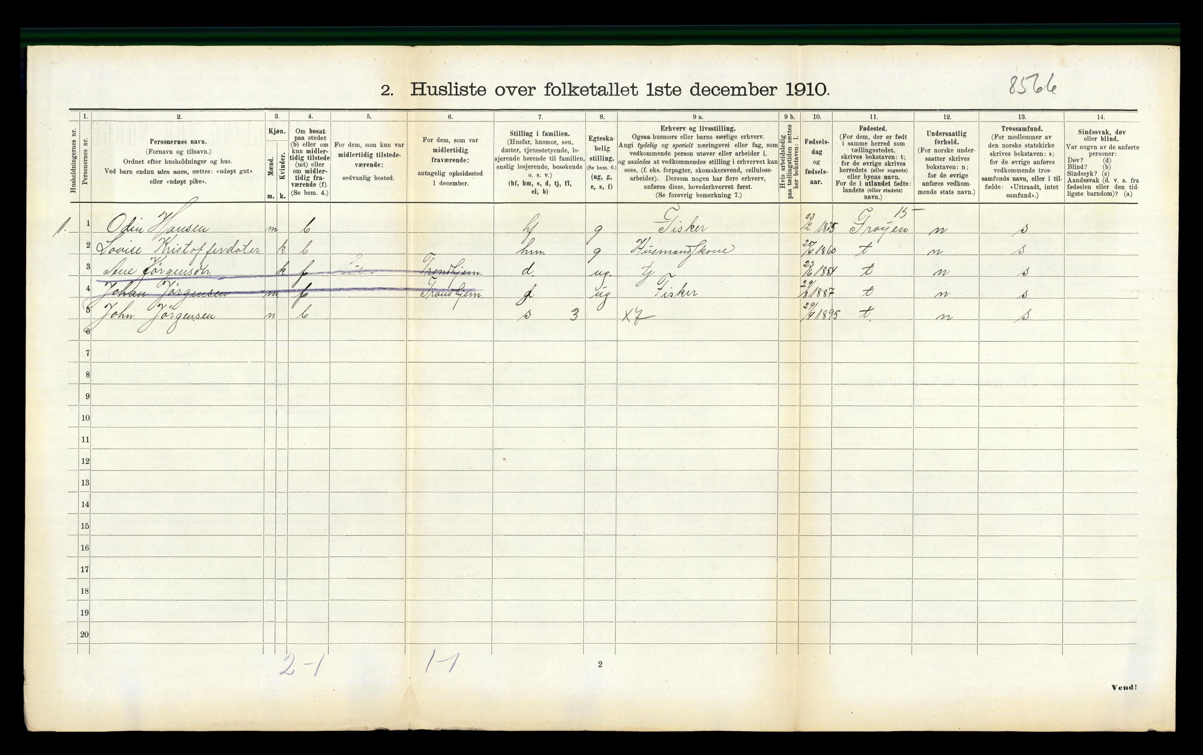 RA, Folketelling 1910 for 1620 Nord-Frøya herred, 1910, s. 937